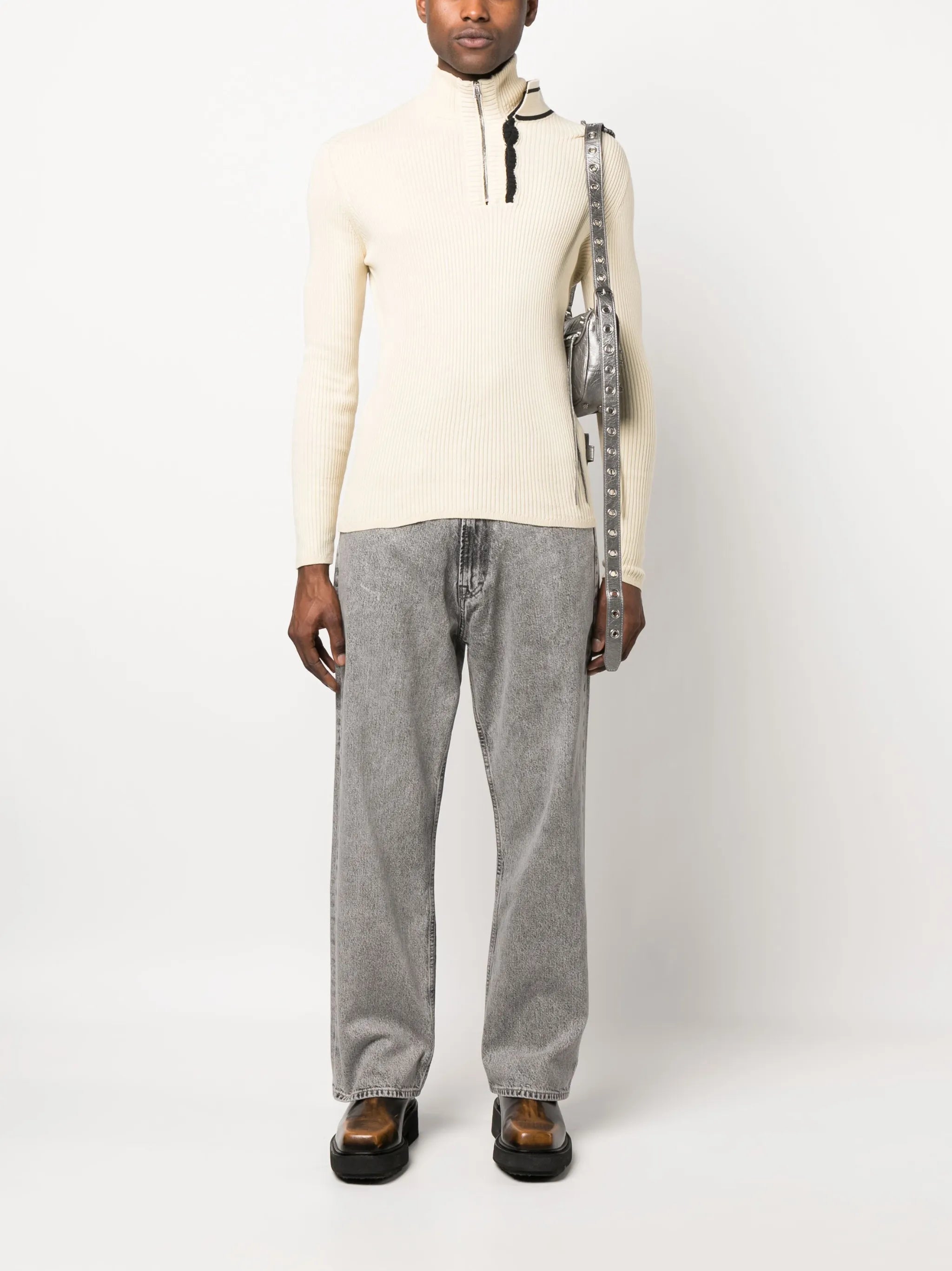 cotton straight-leg jeans