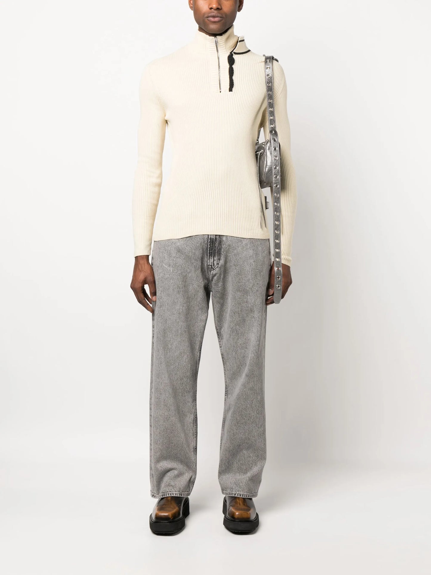 cotton straight-leg jeans