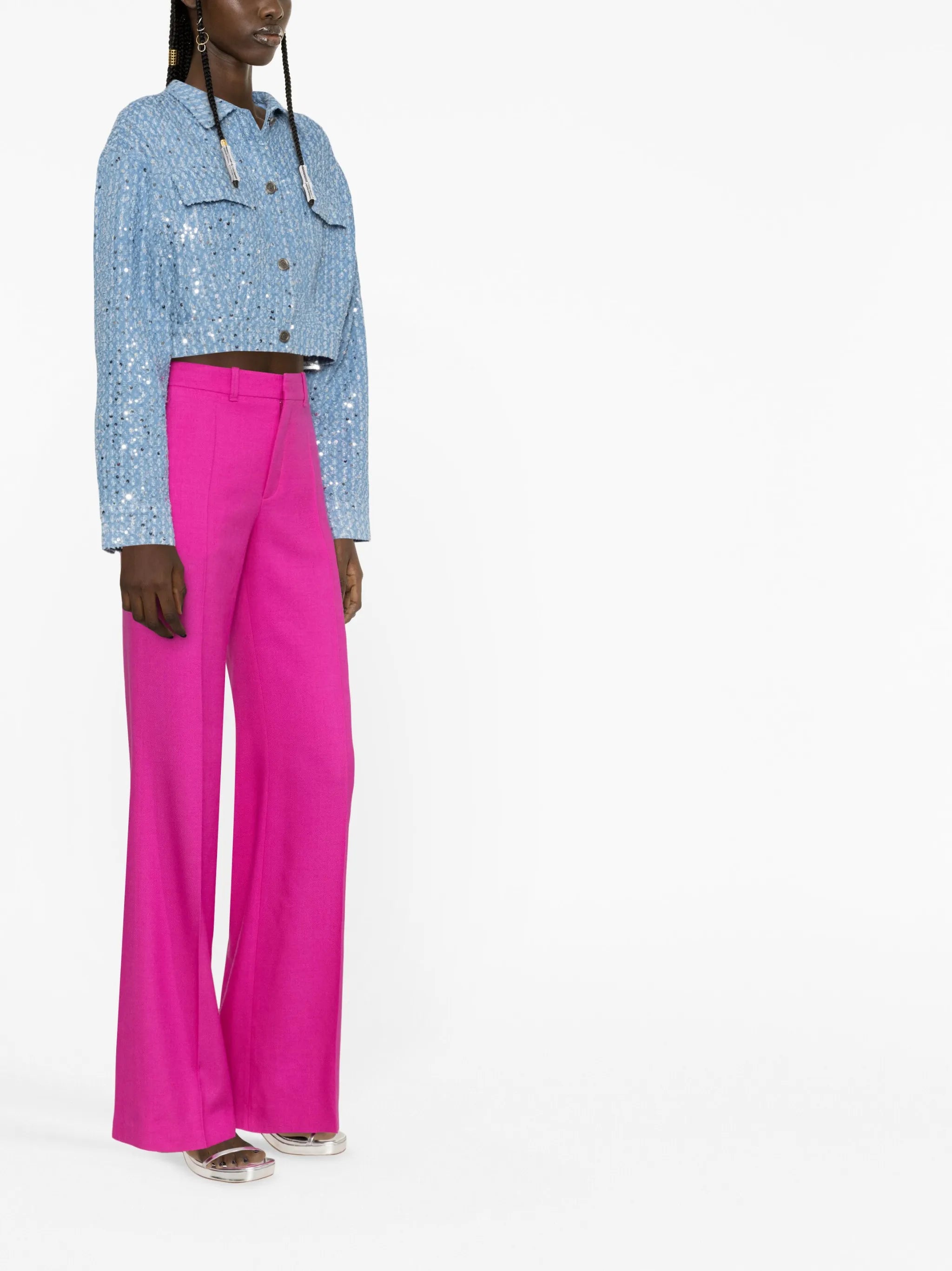 embellished cropped denim jacket