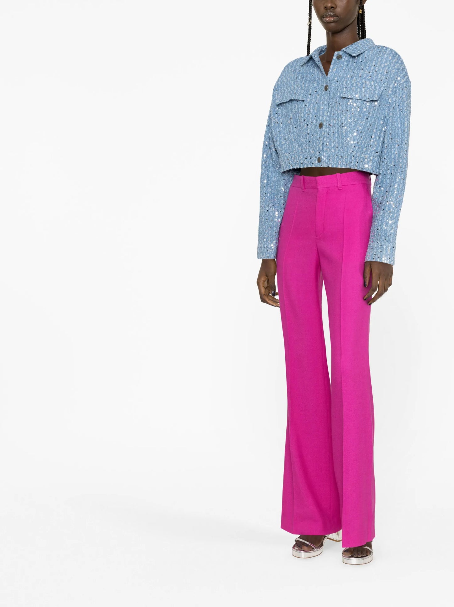 embellished cropped denim jacket