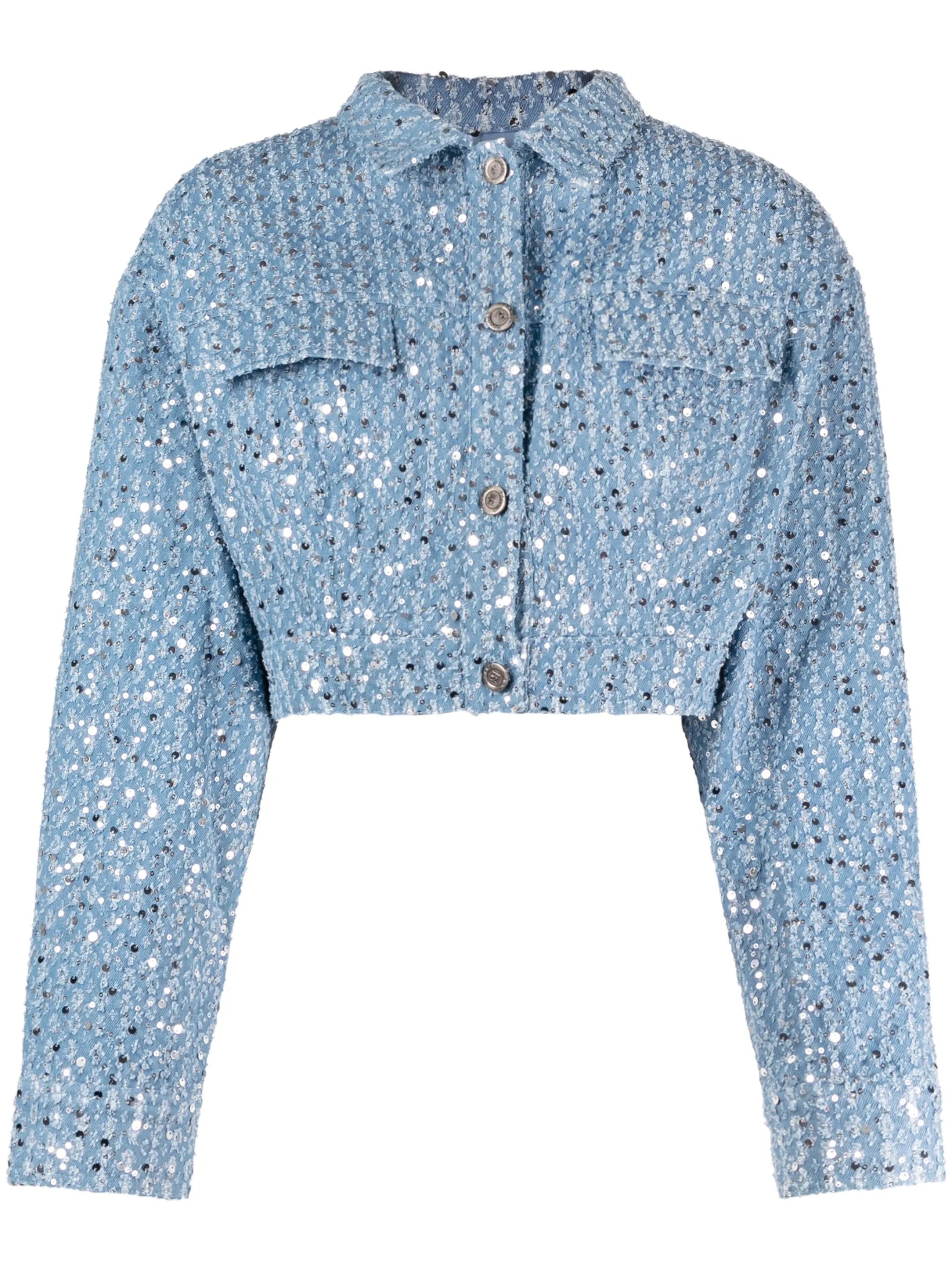 embellished cropped denim jacket