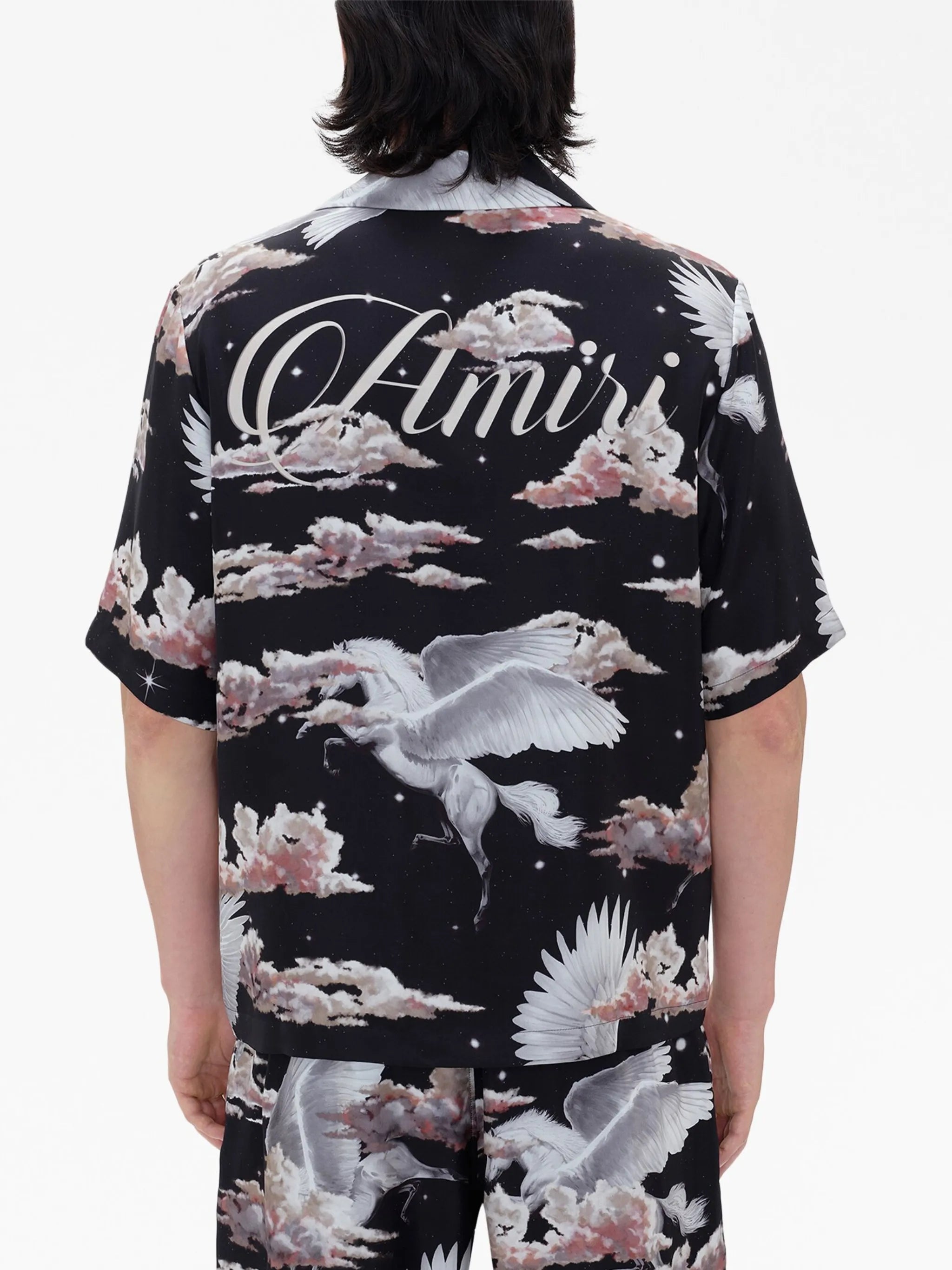 Pegasus-print bowling shirt