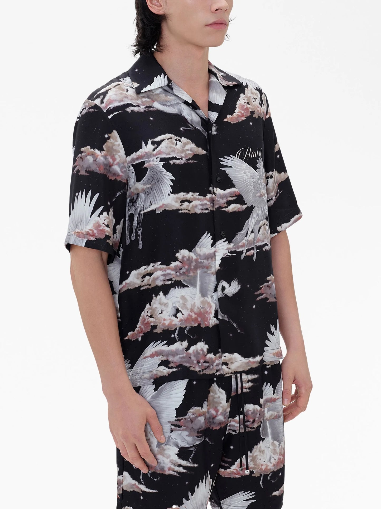 Pegasus-print bowling shirt