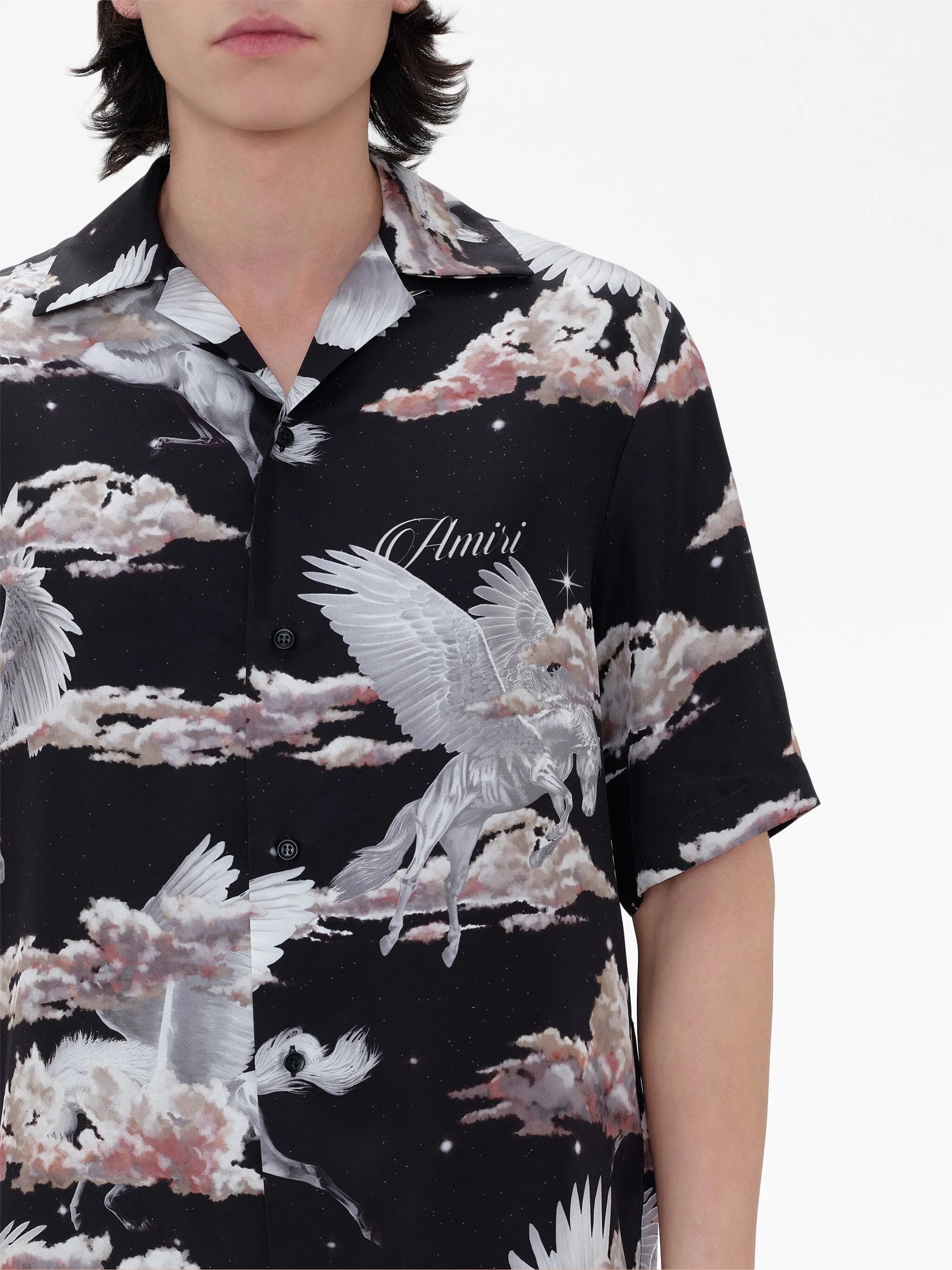 Pegasus-print bowling shirt