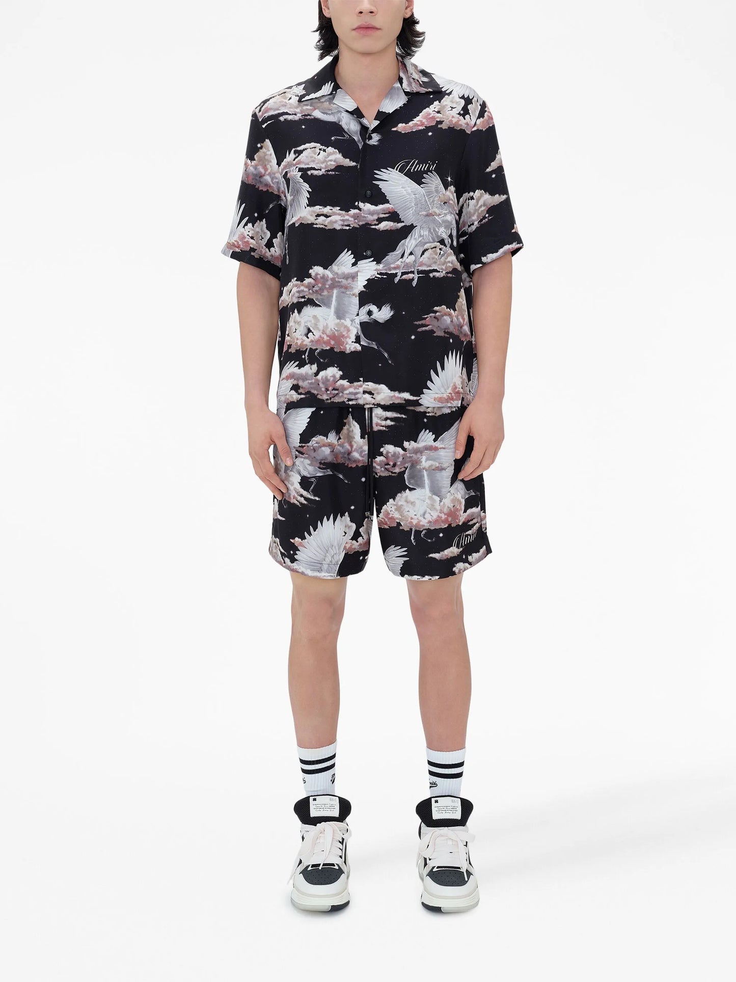 Pegasus-print bowling shirt