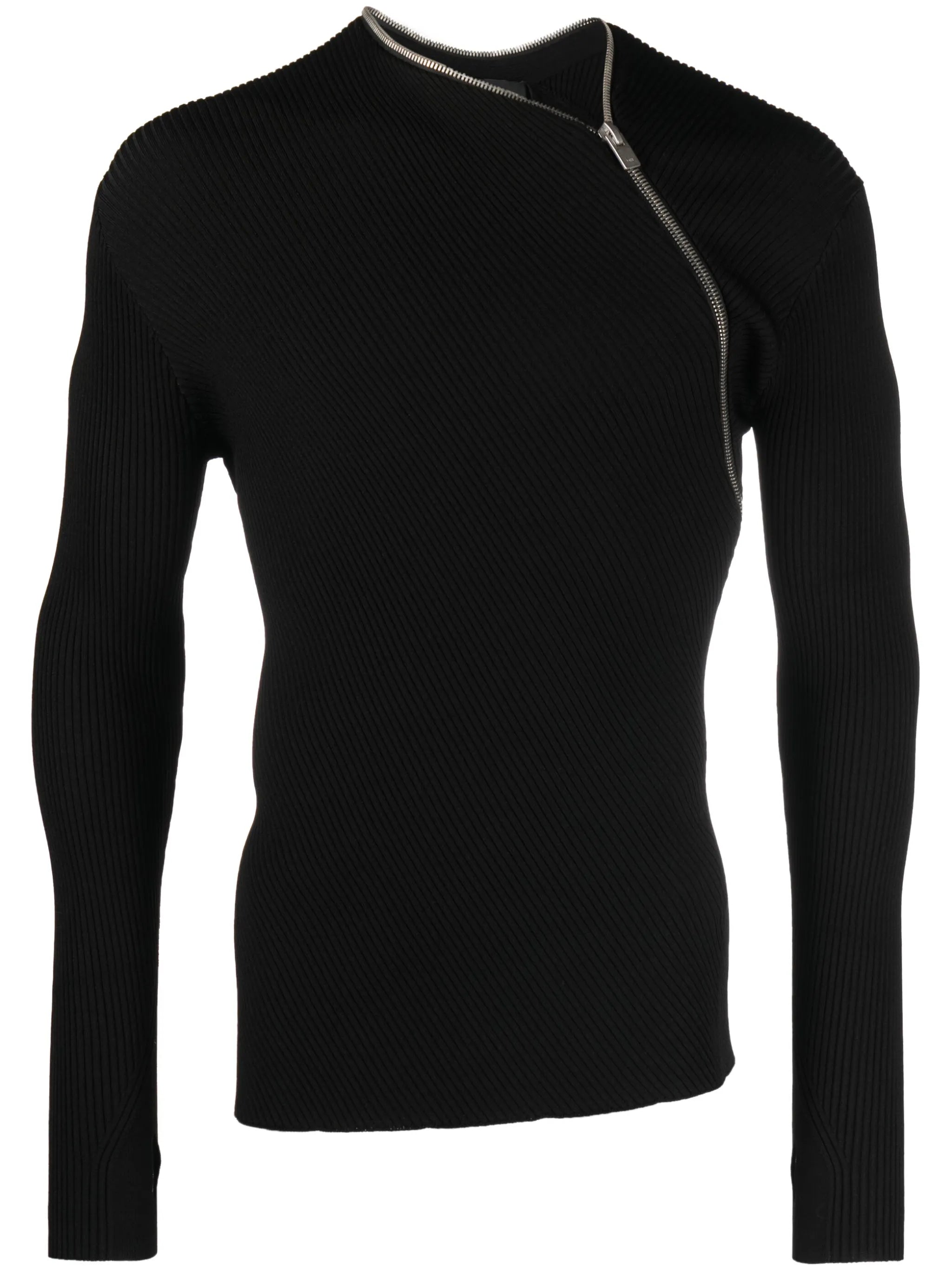 zip-fastening knitted sweatshirt
