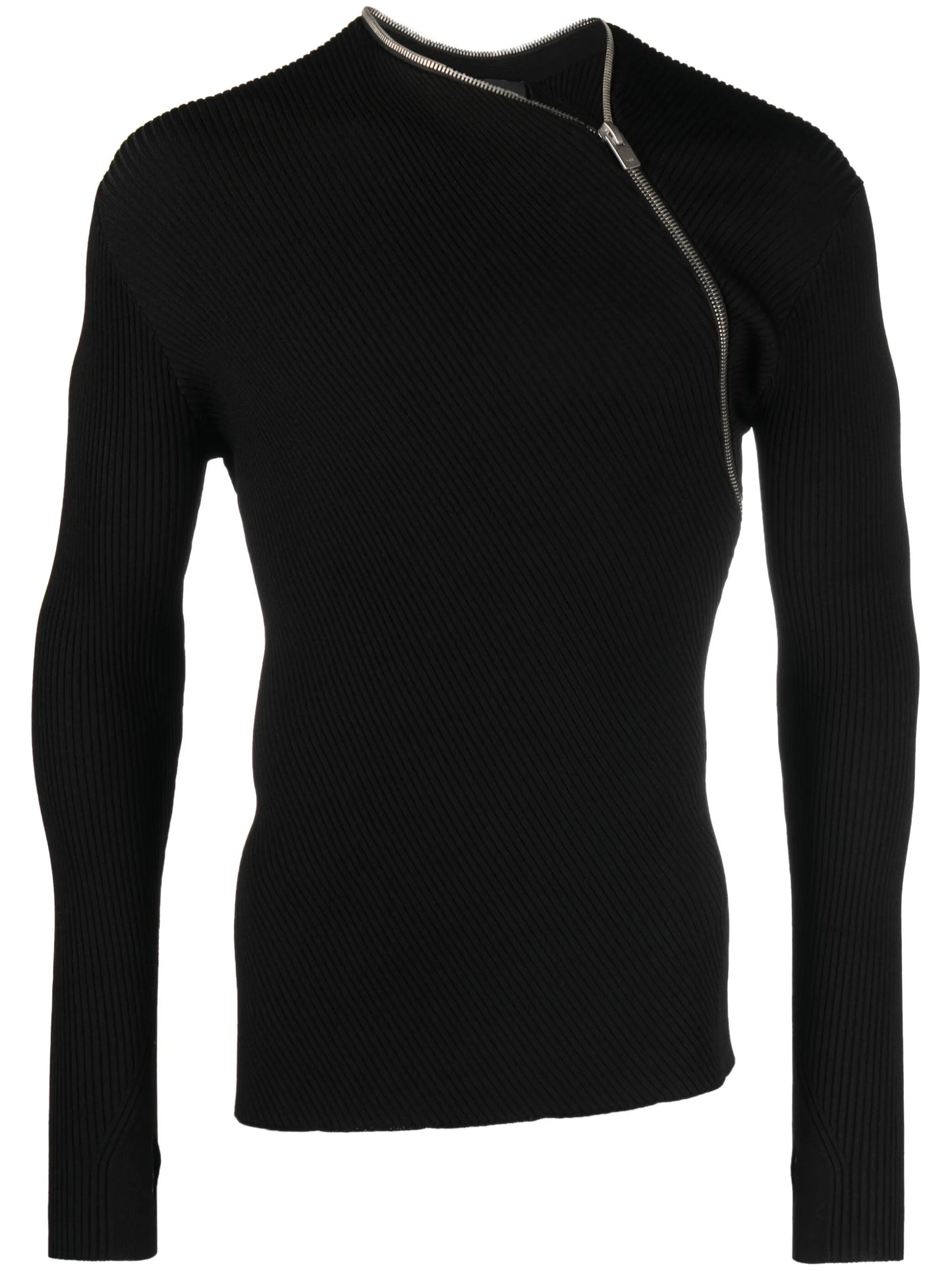 zip-fastening knitted sweatshirt