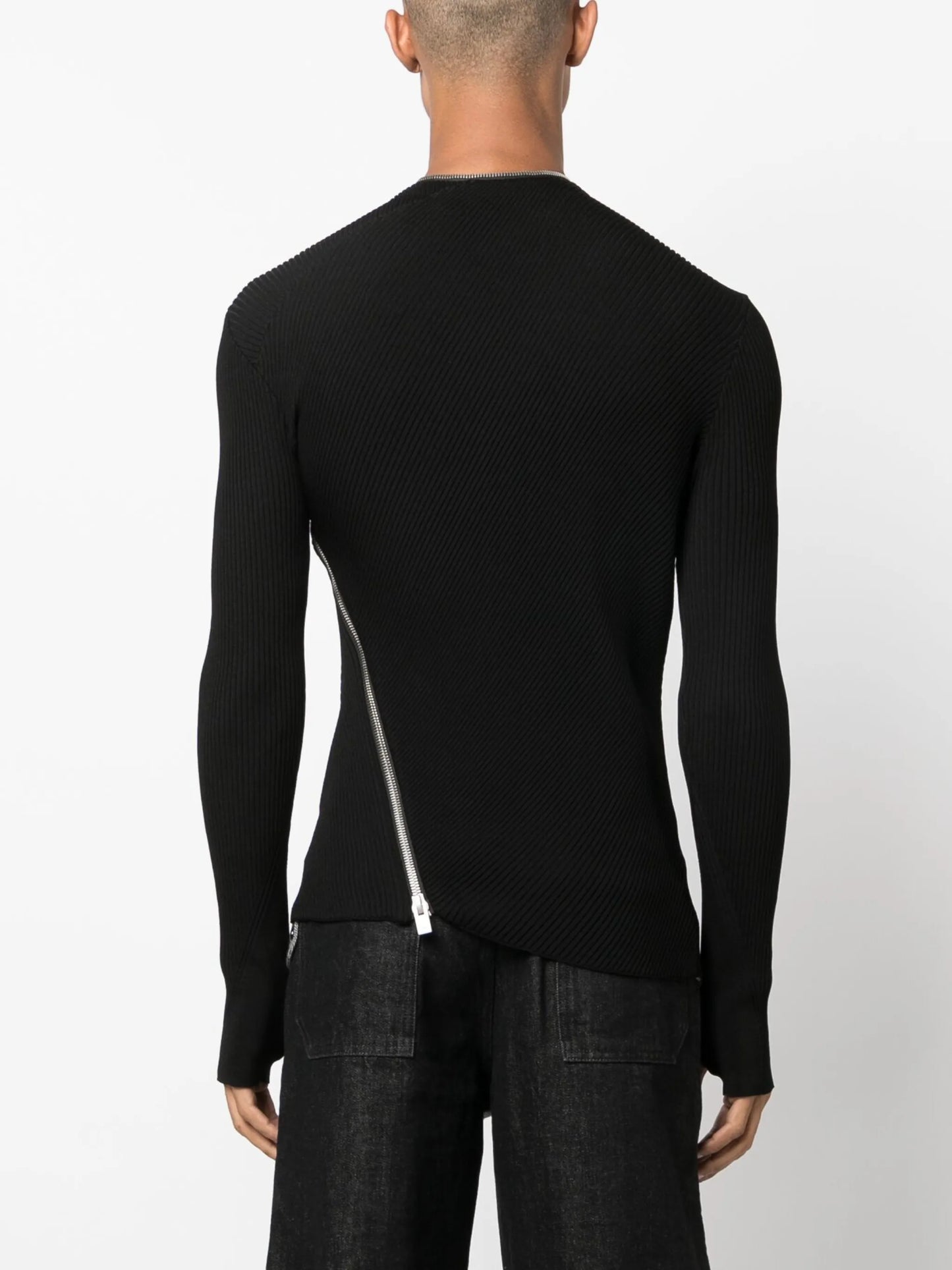 zip-fastening knitted sweatshirt