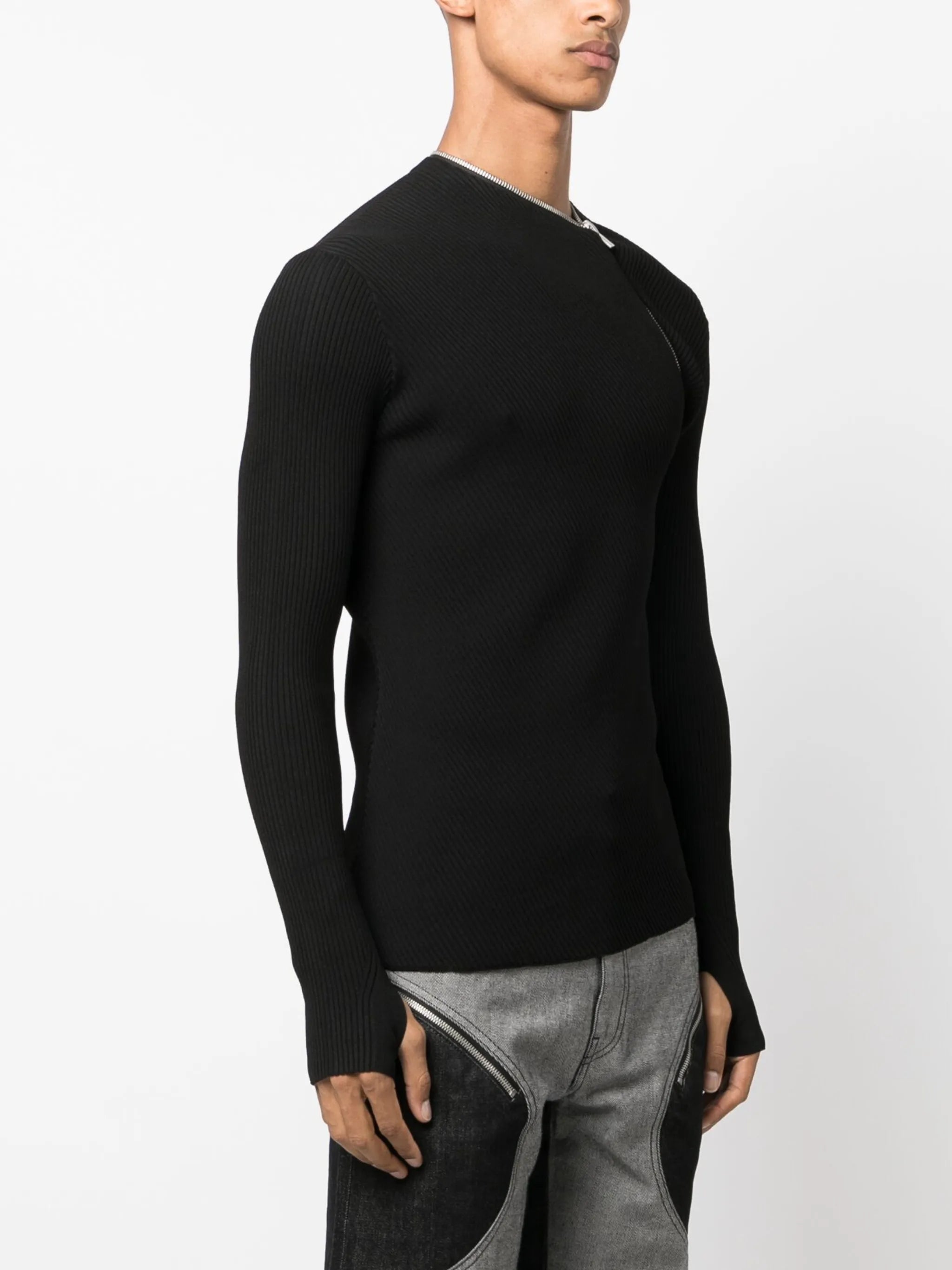 zip-fastening knitted sweatshirt