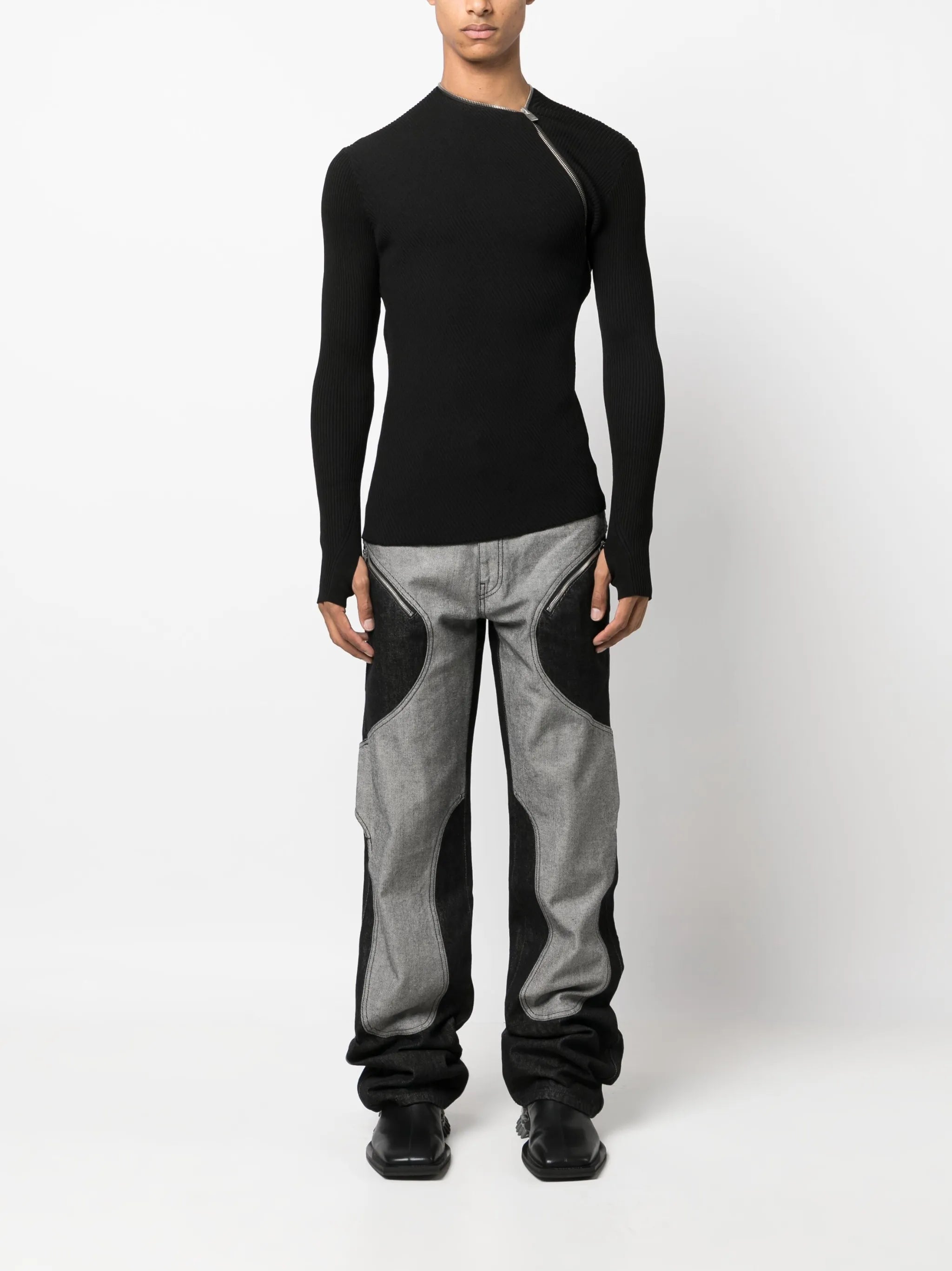 panelled wide-leg jeans