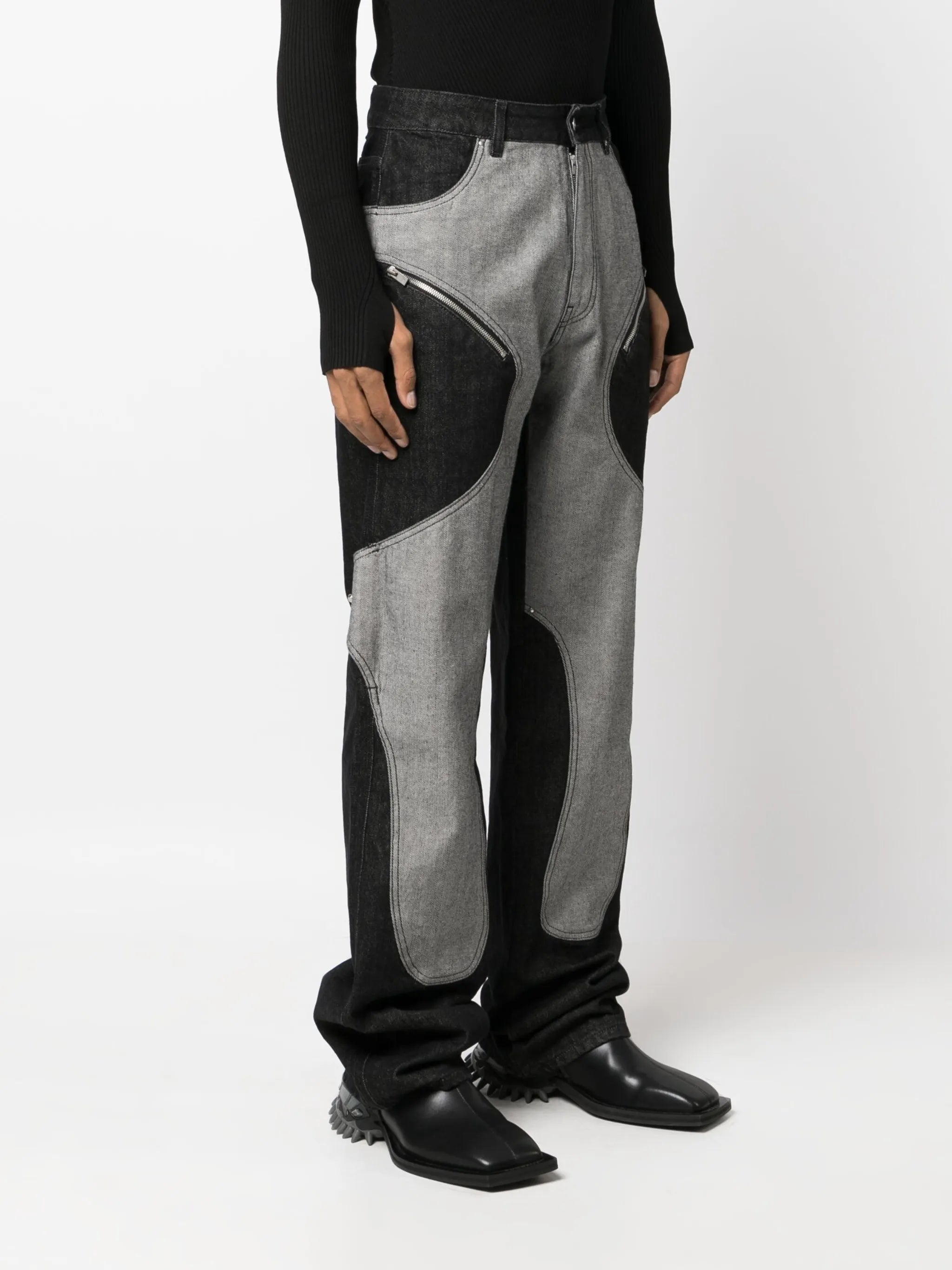 panelled wide-leg jeans