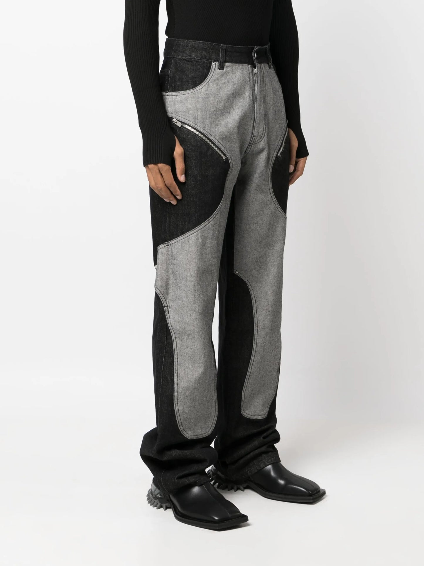 panelled wide-leg jeans