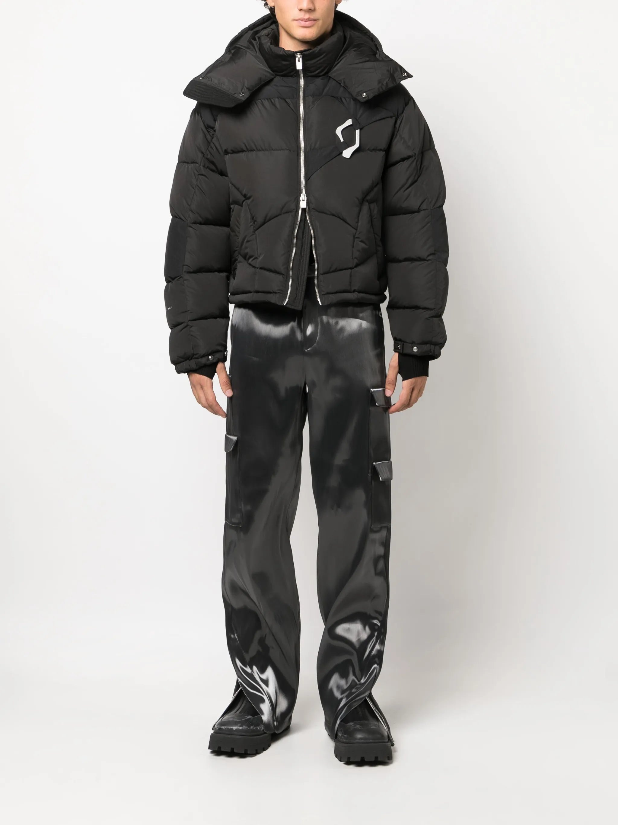 HE Abstract zip-up down jacket