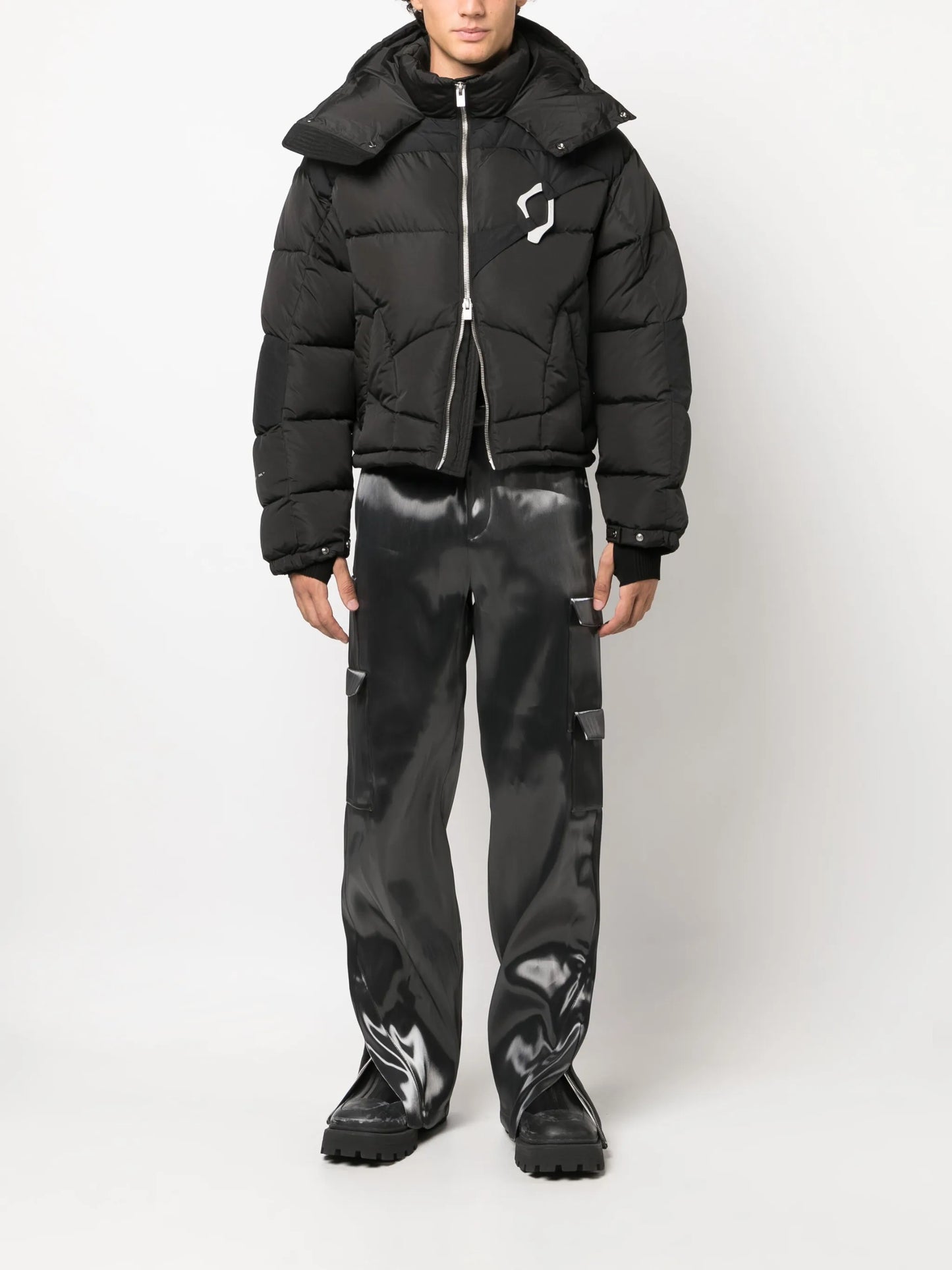 HE Abstract zip-up down jacket
