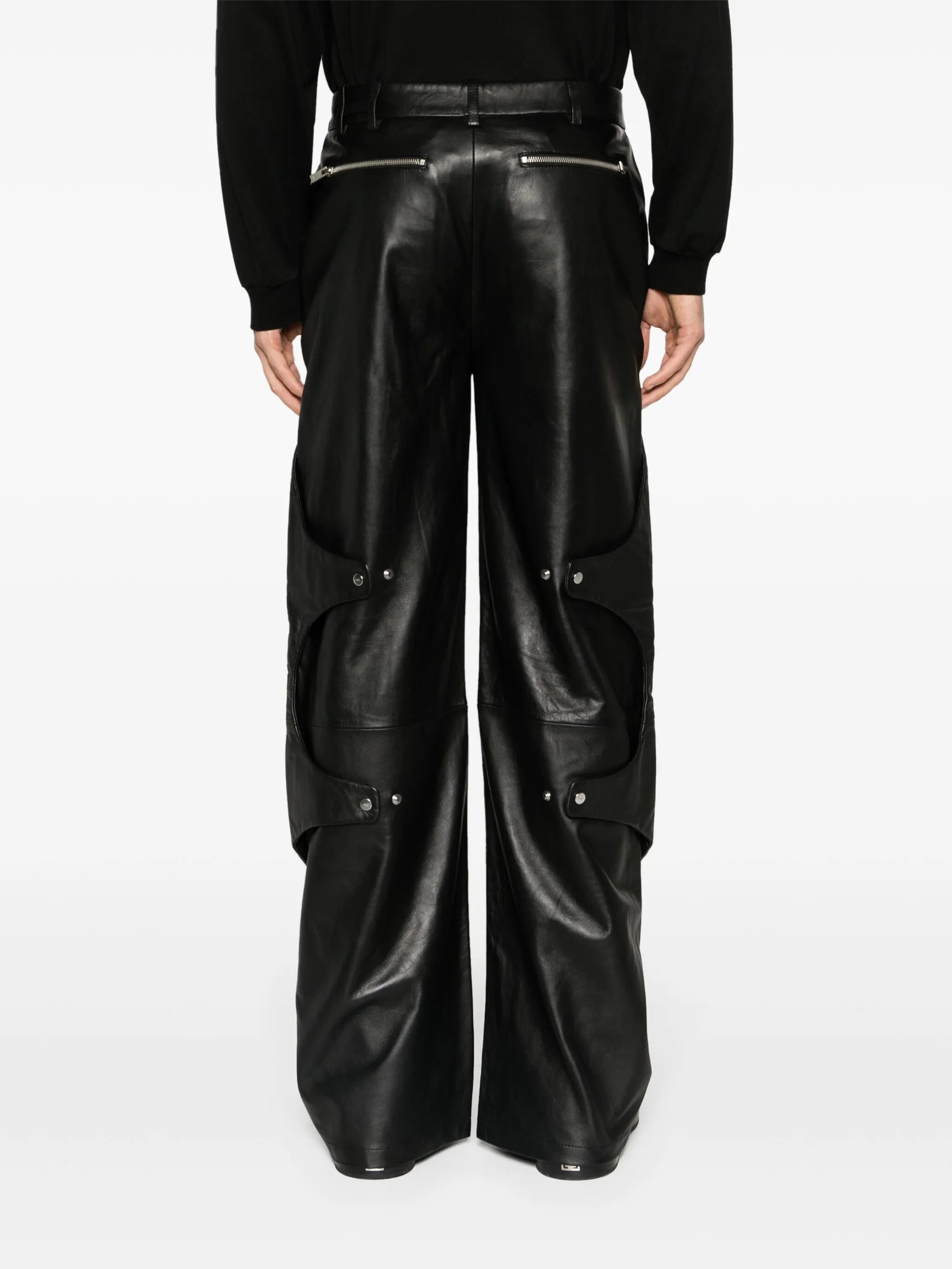 Inverse panelled wide-leg leather trousers