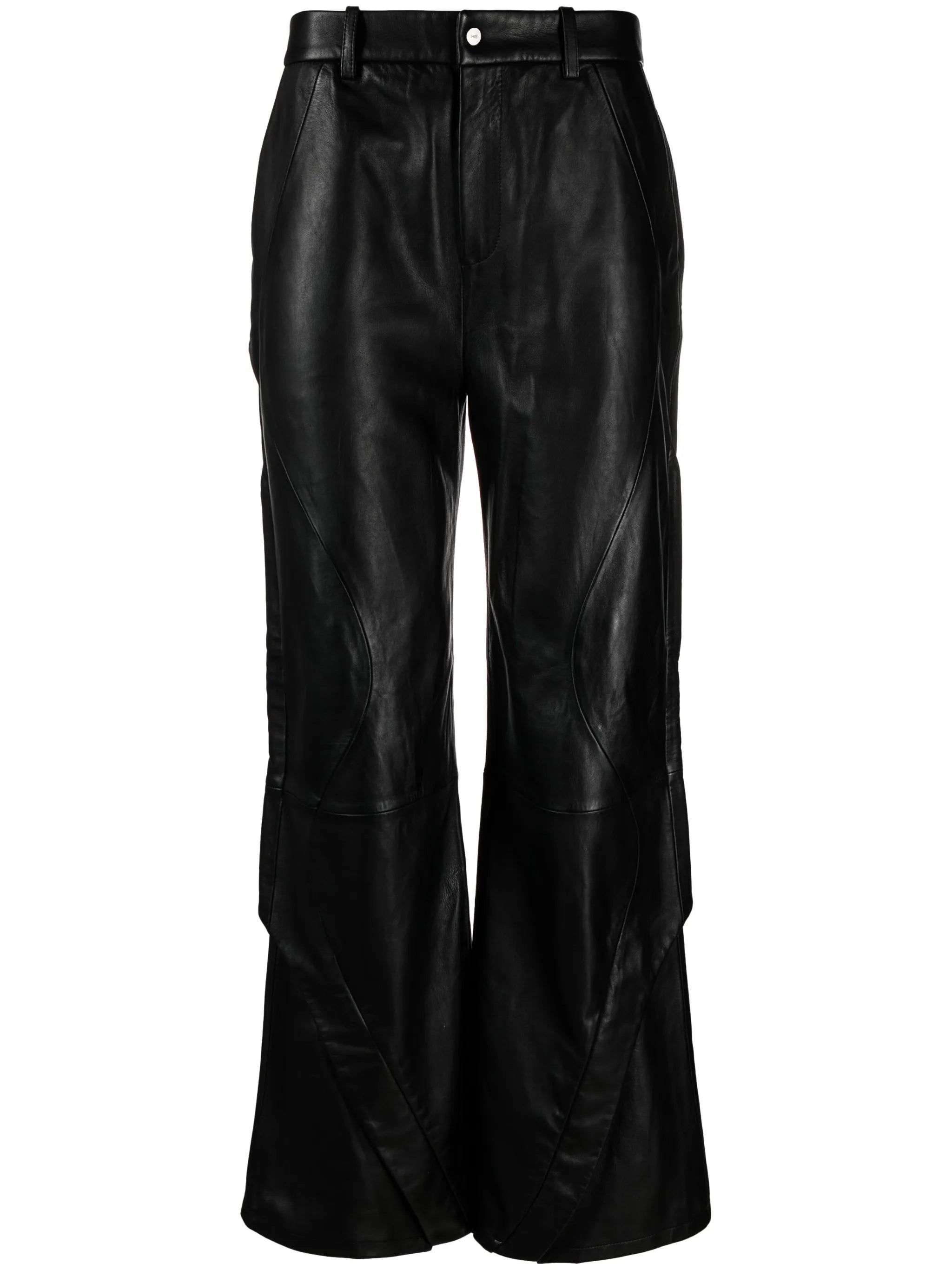 Inverse panelled wide-leg leather trousers