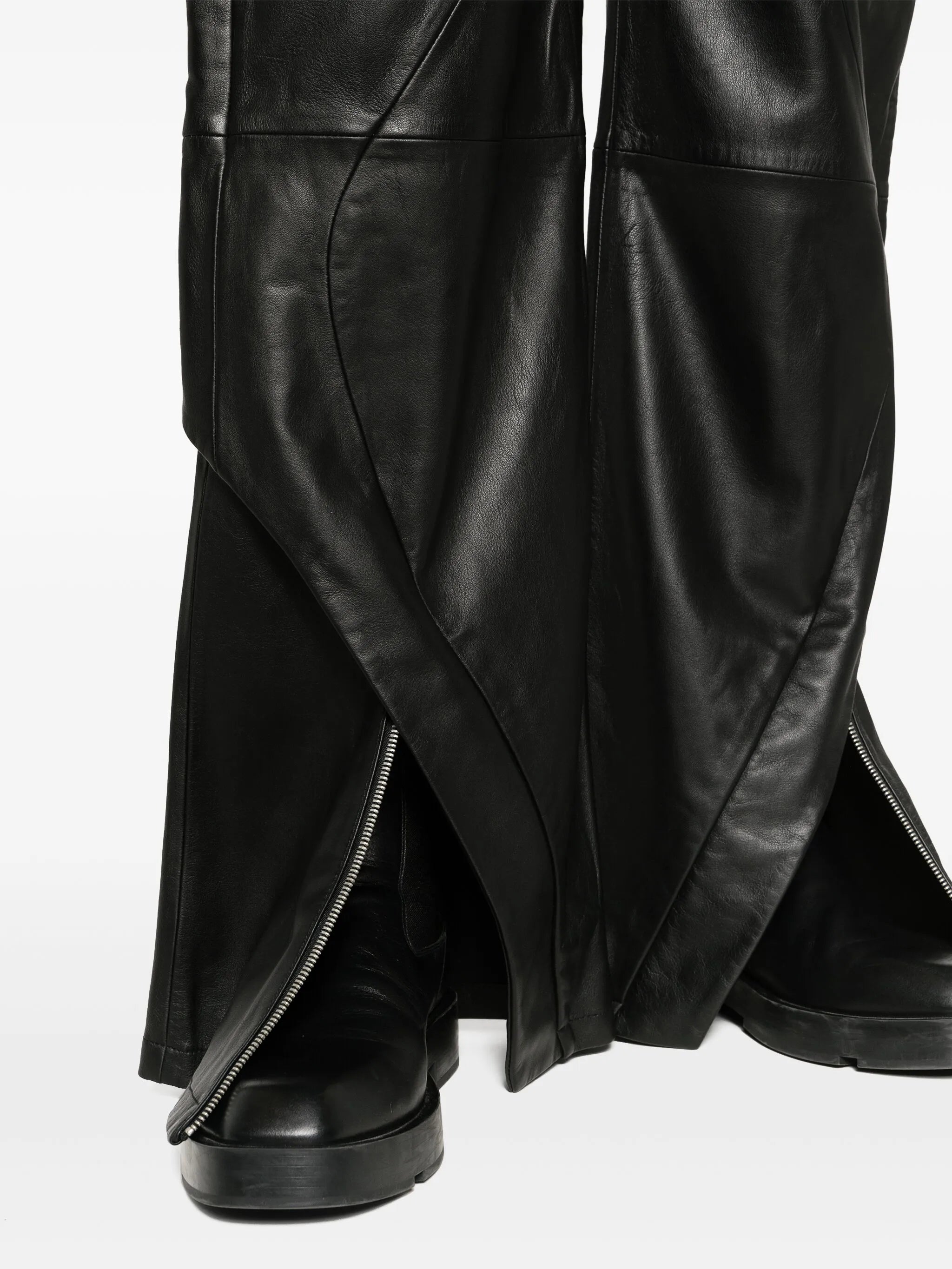 Inverse panelled wide-leg leather trousers