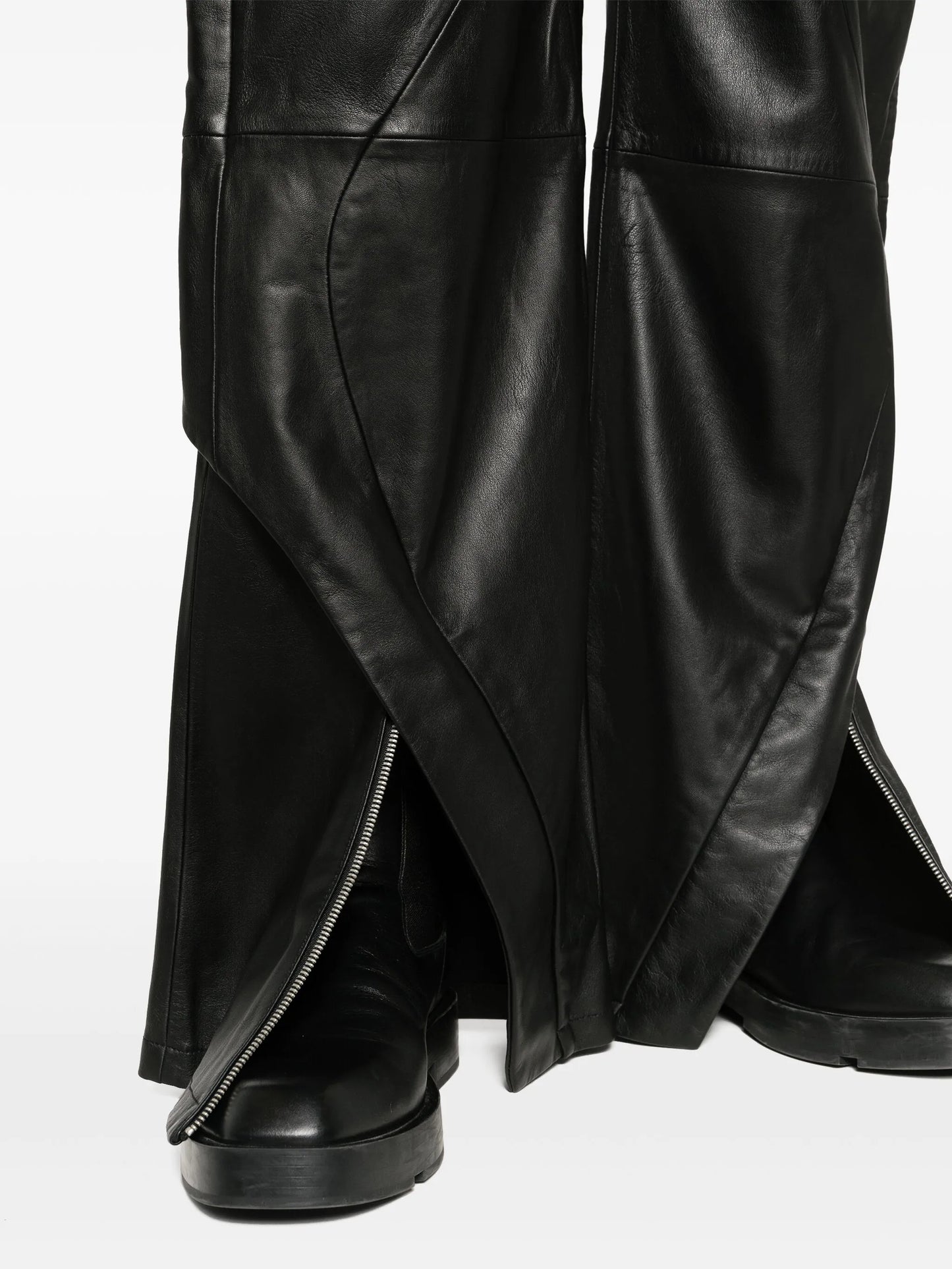 Inverse panelled wide-leg leather trousers