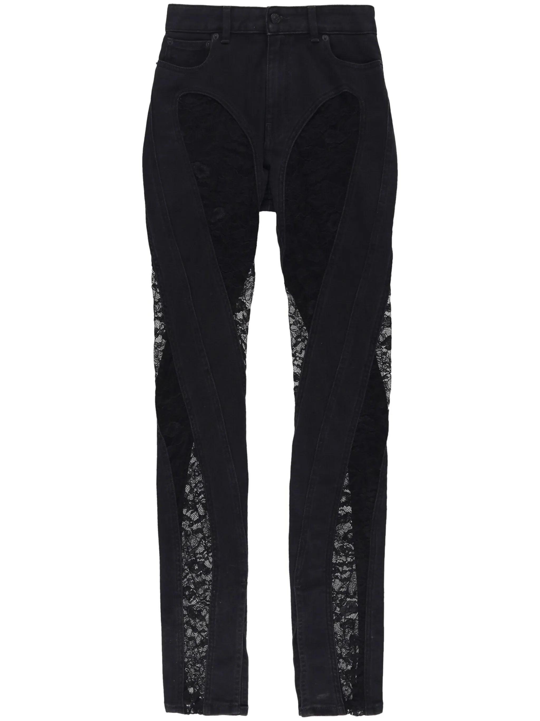 Spiral mesh-panelled skinny jeans
