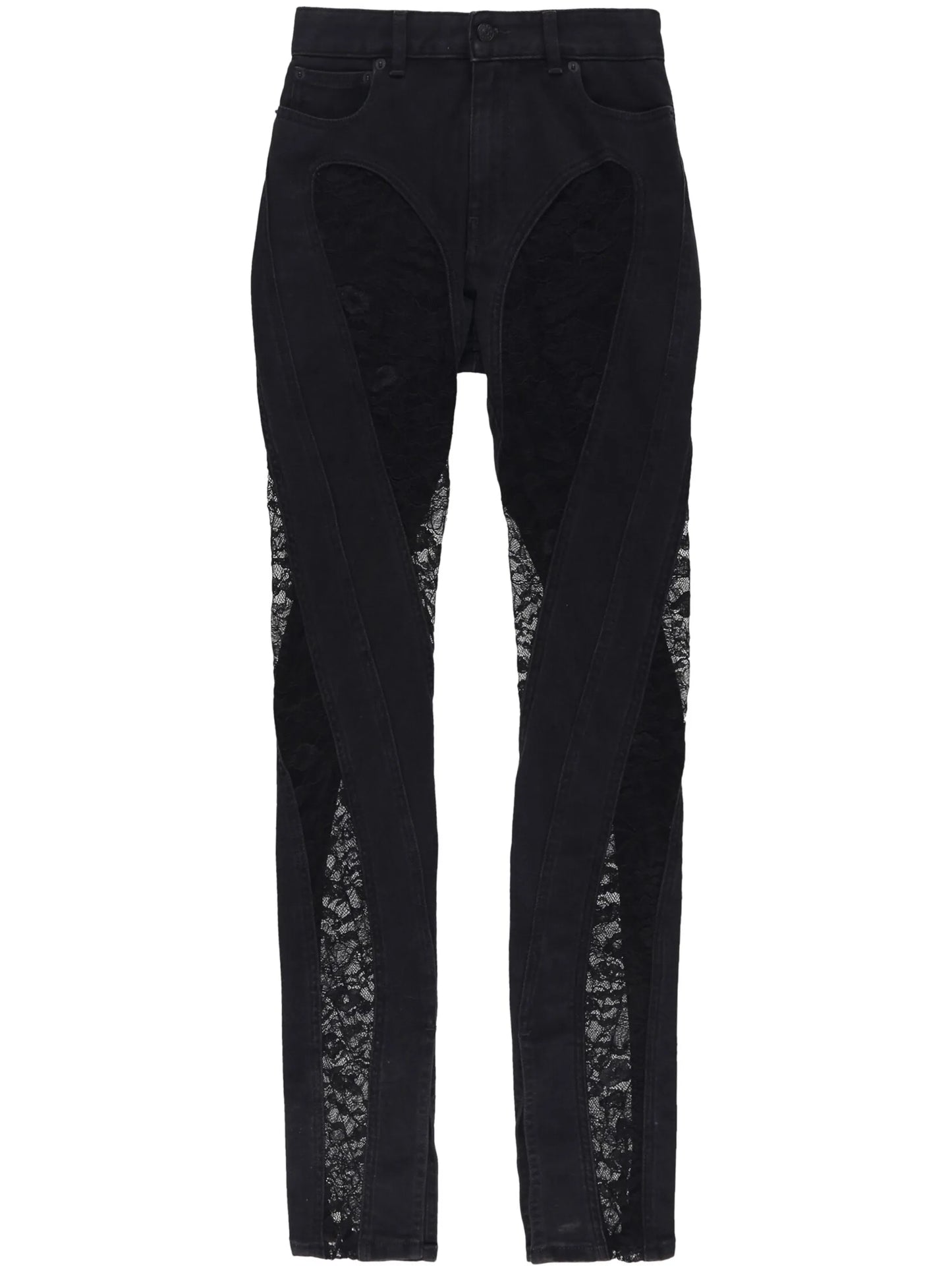 Spiral mesh-panelled skinny jeans