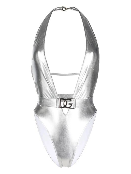 logo-plaque swimsuit