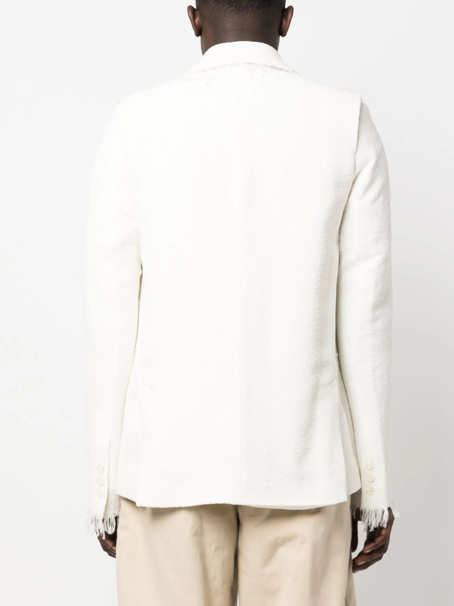 textured frayed single-breasted blazer