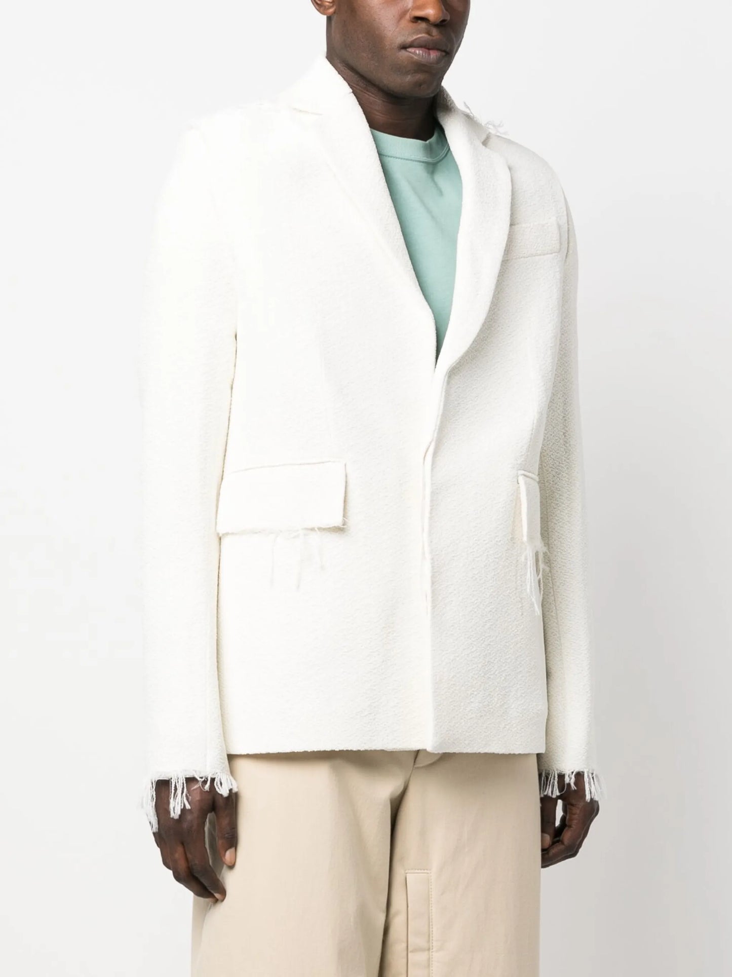 textured frayed single-breasted blazer