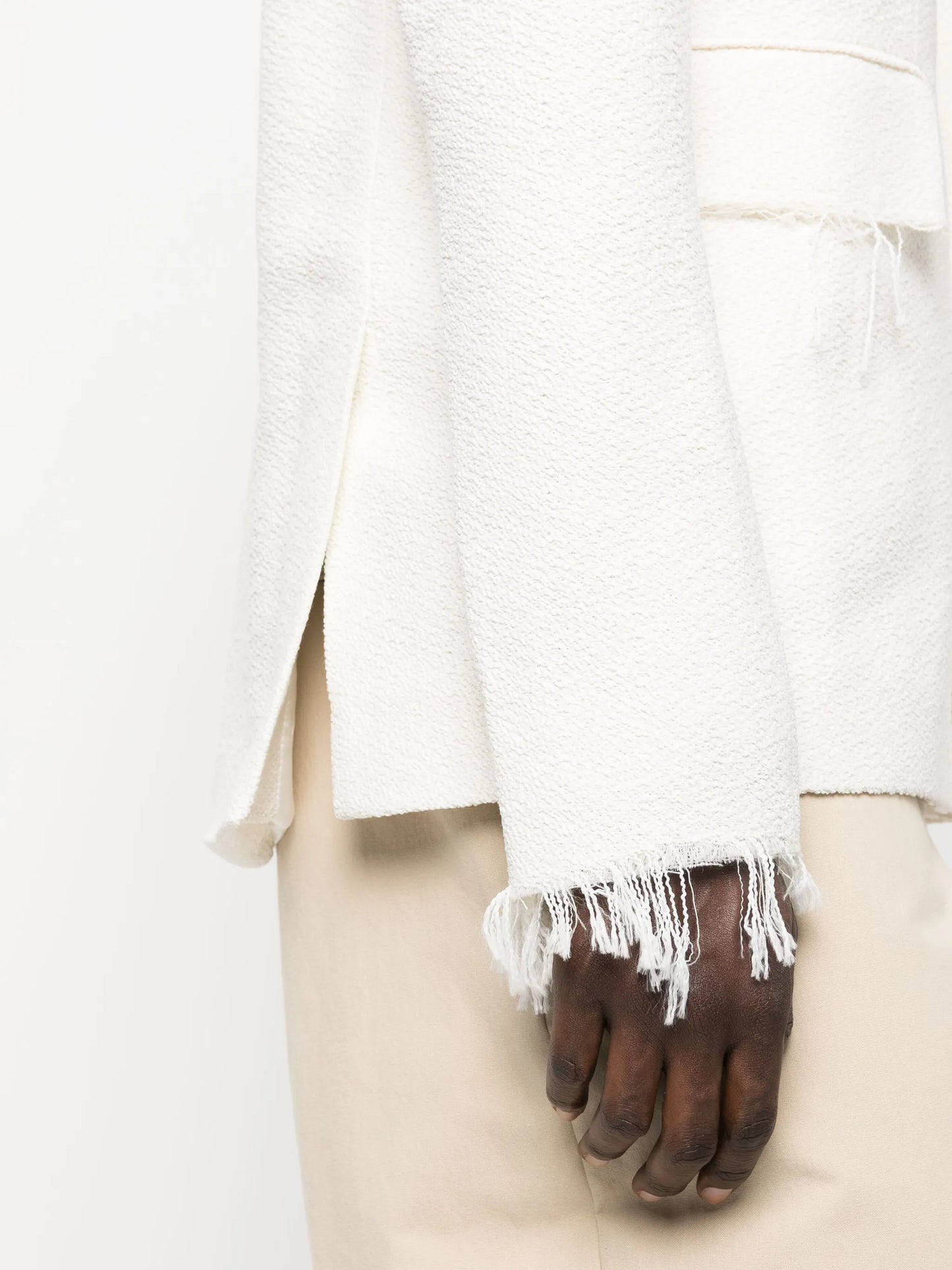 textured frayed single-breasted blazer