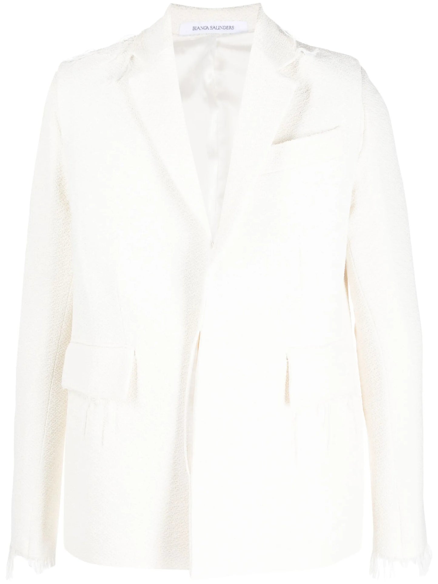 textured frayed single-breasted blazer