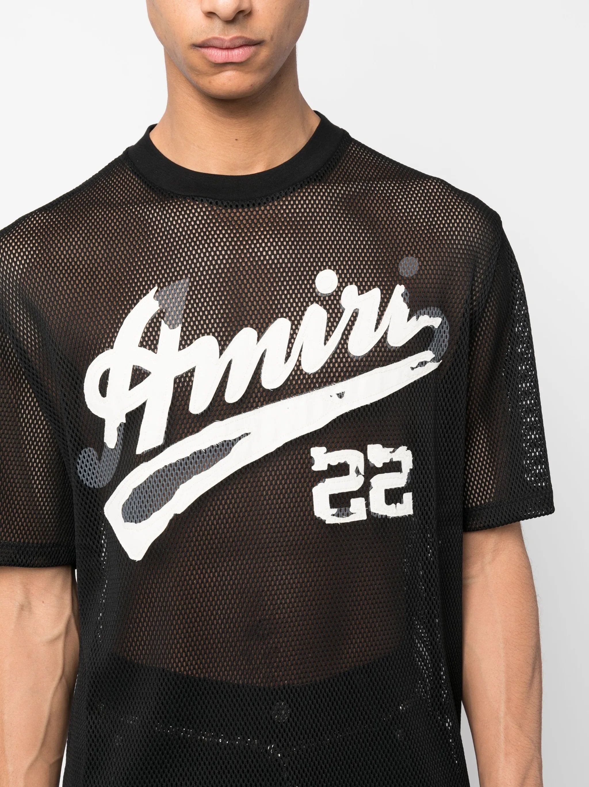 logo-print mesh T-shirt