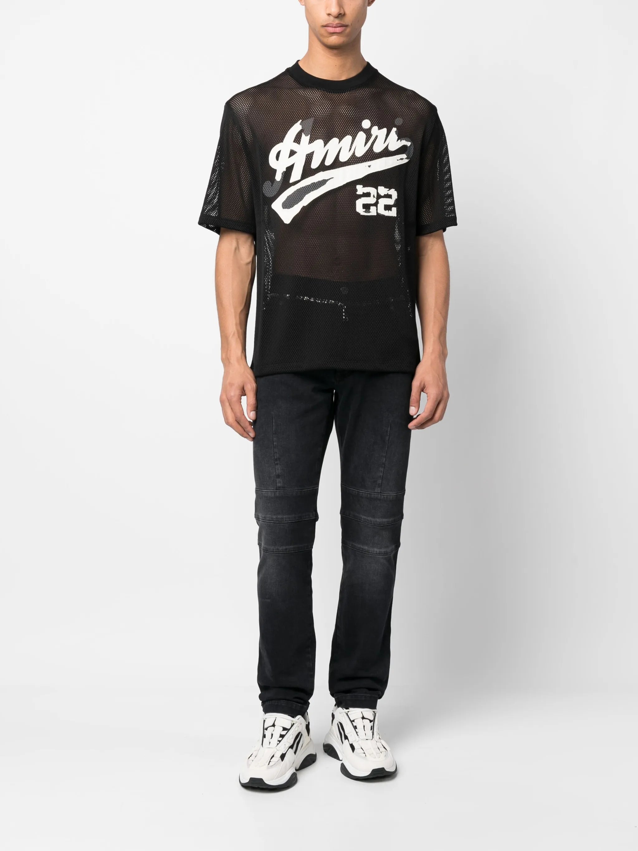 logo-print mesh T-shirt