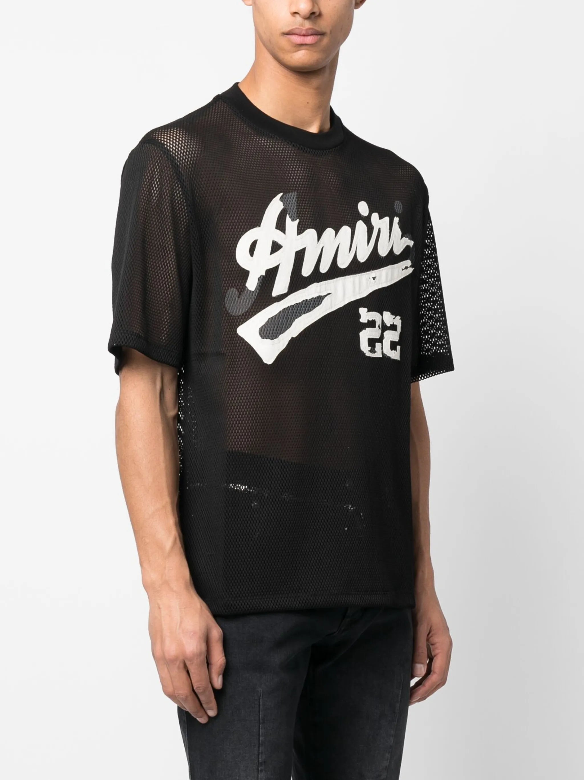 logo-print mesh T-shirt