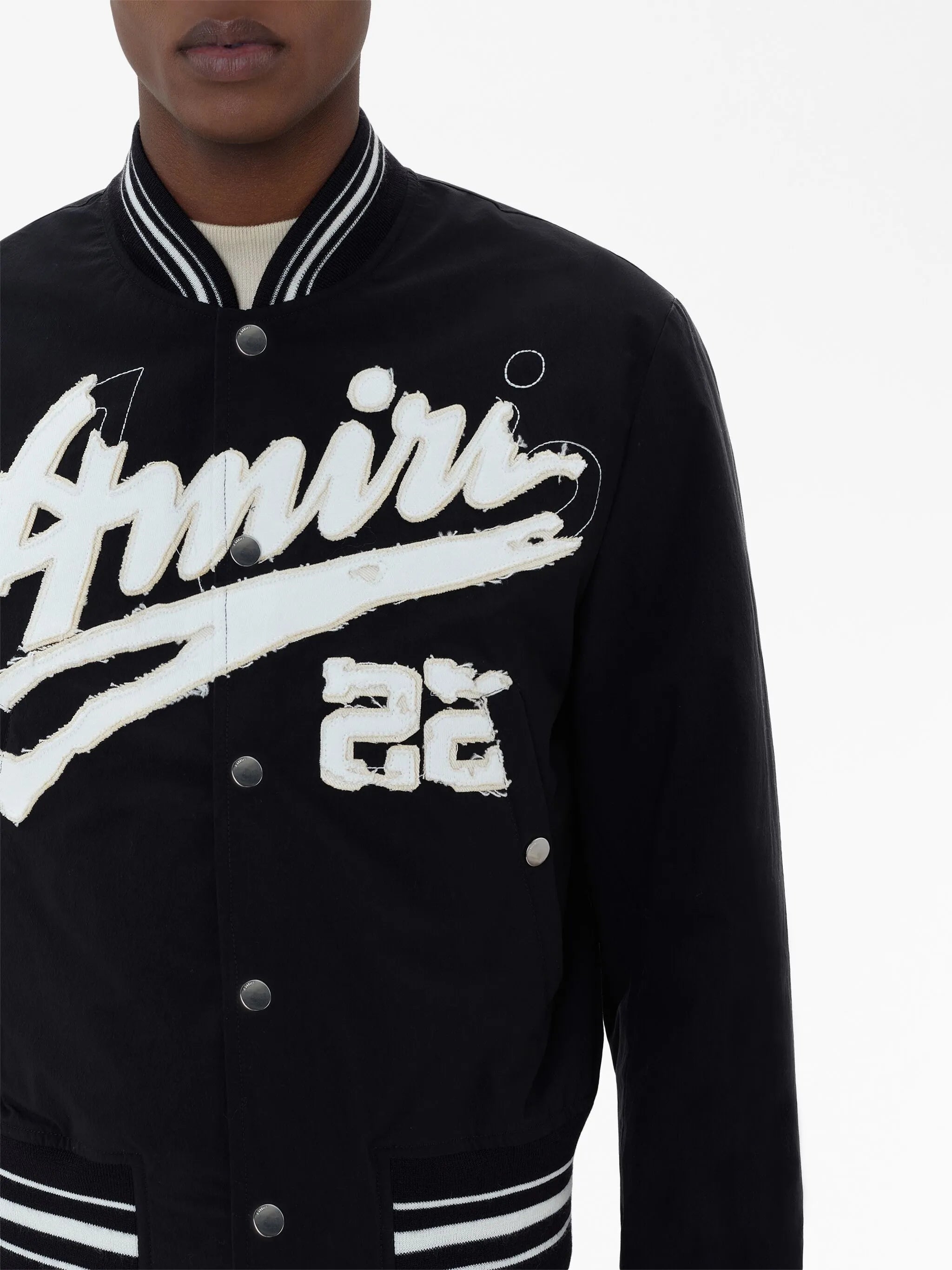 Shrunken logo-patch bomber jacket