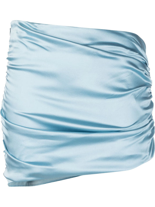 asymmetric satin mini skirt