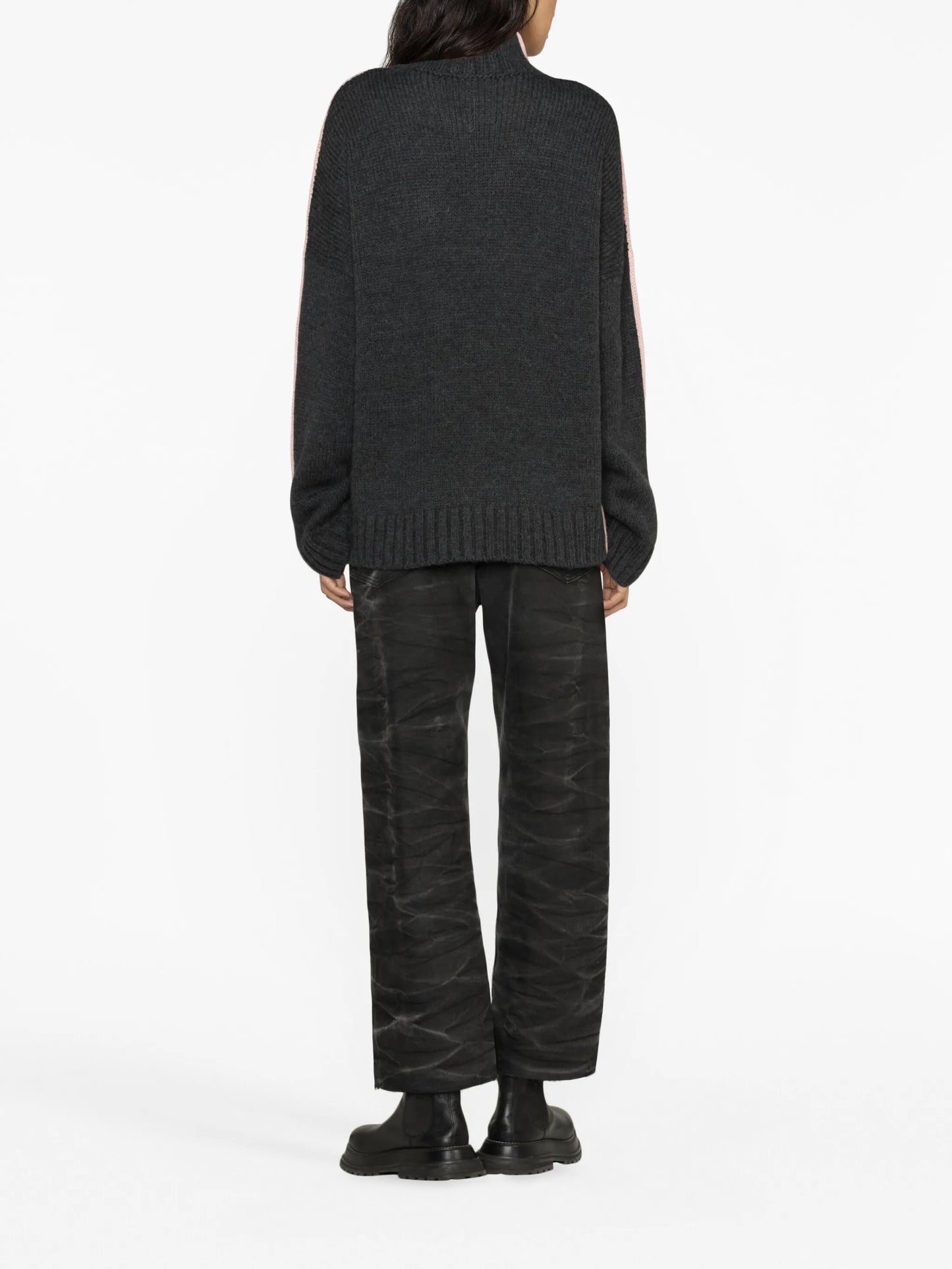 two-tone roll-neck jumper