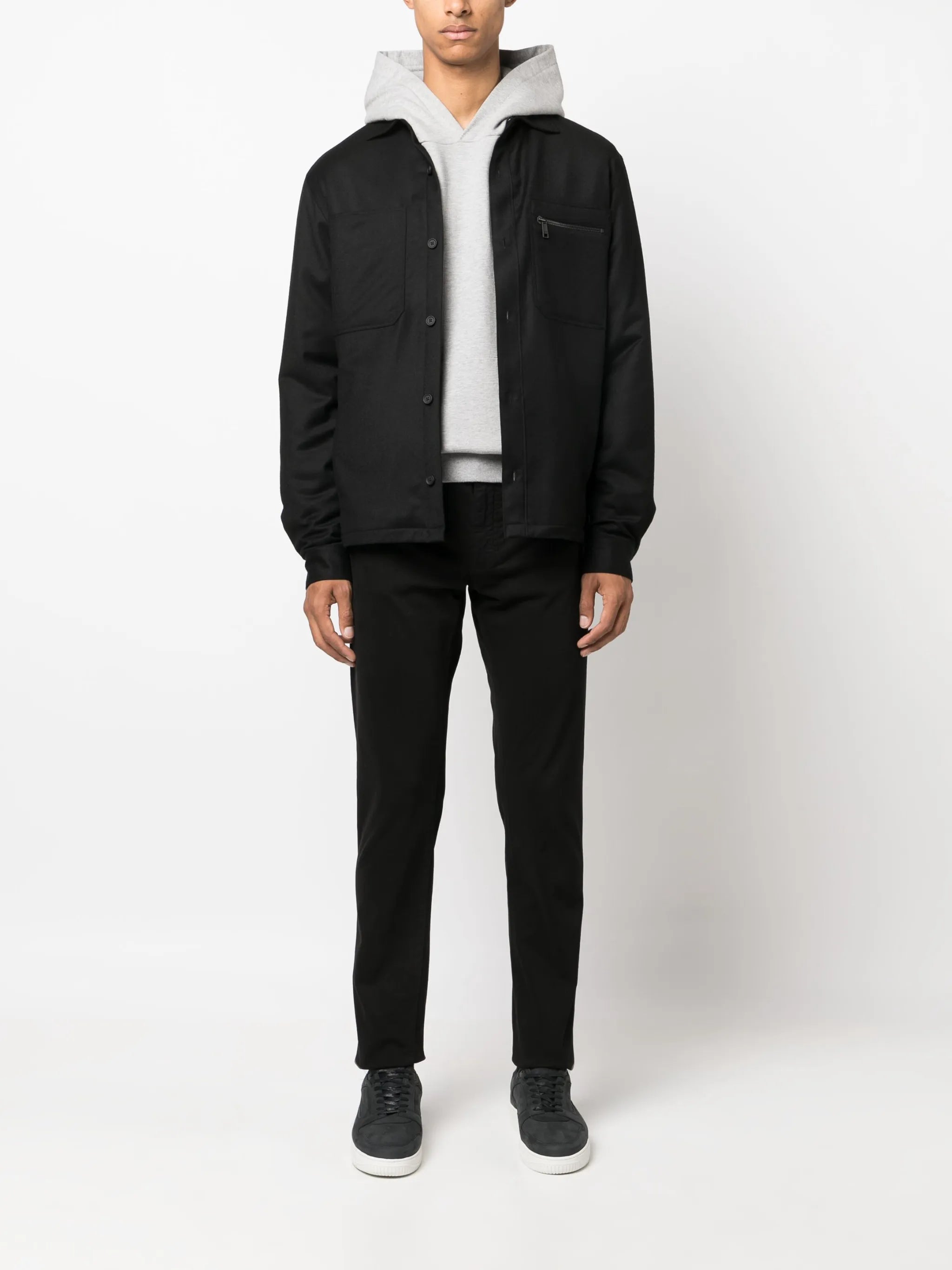 slim-cut gabardine trousers