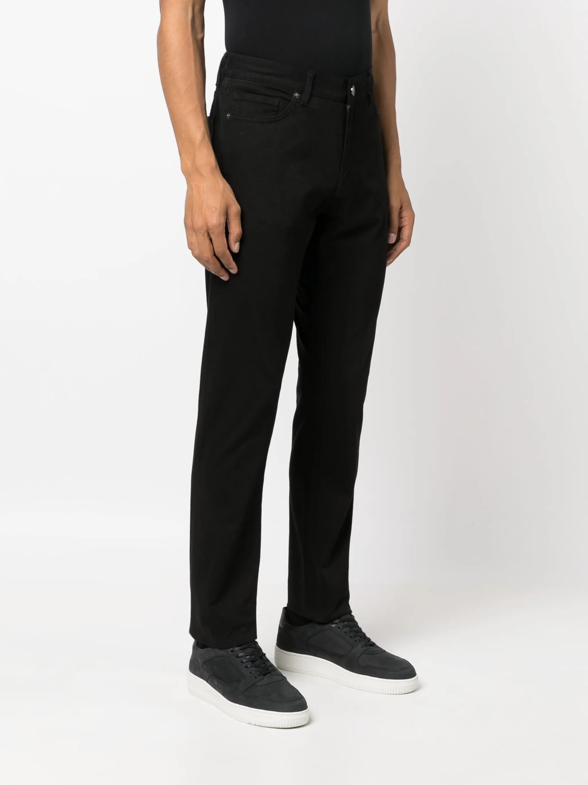 slim-cut gabardine trousers