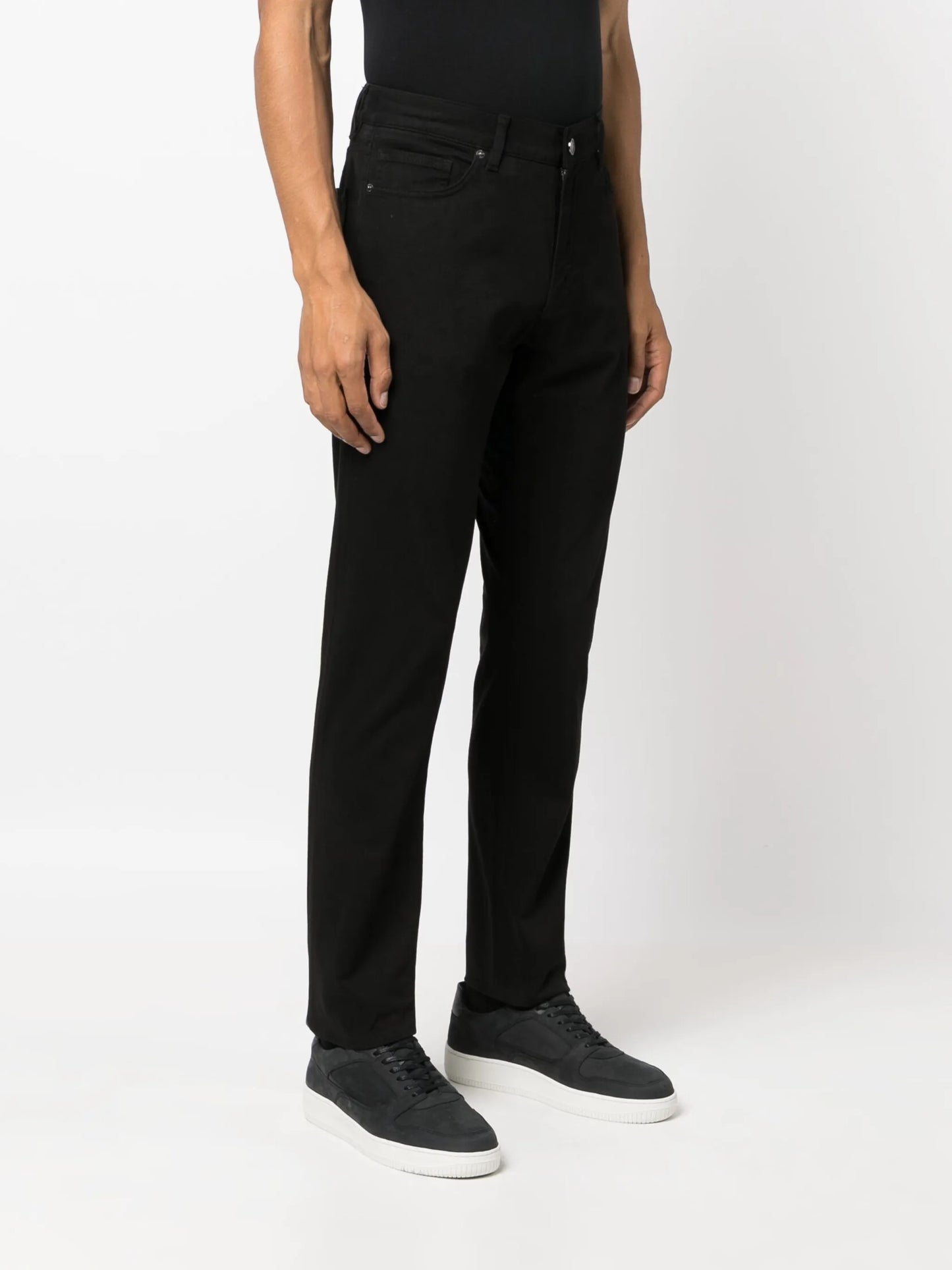 slim-cut gabardine trousers