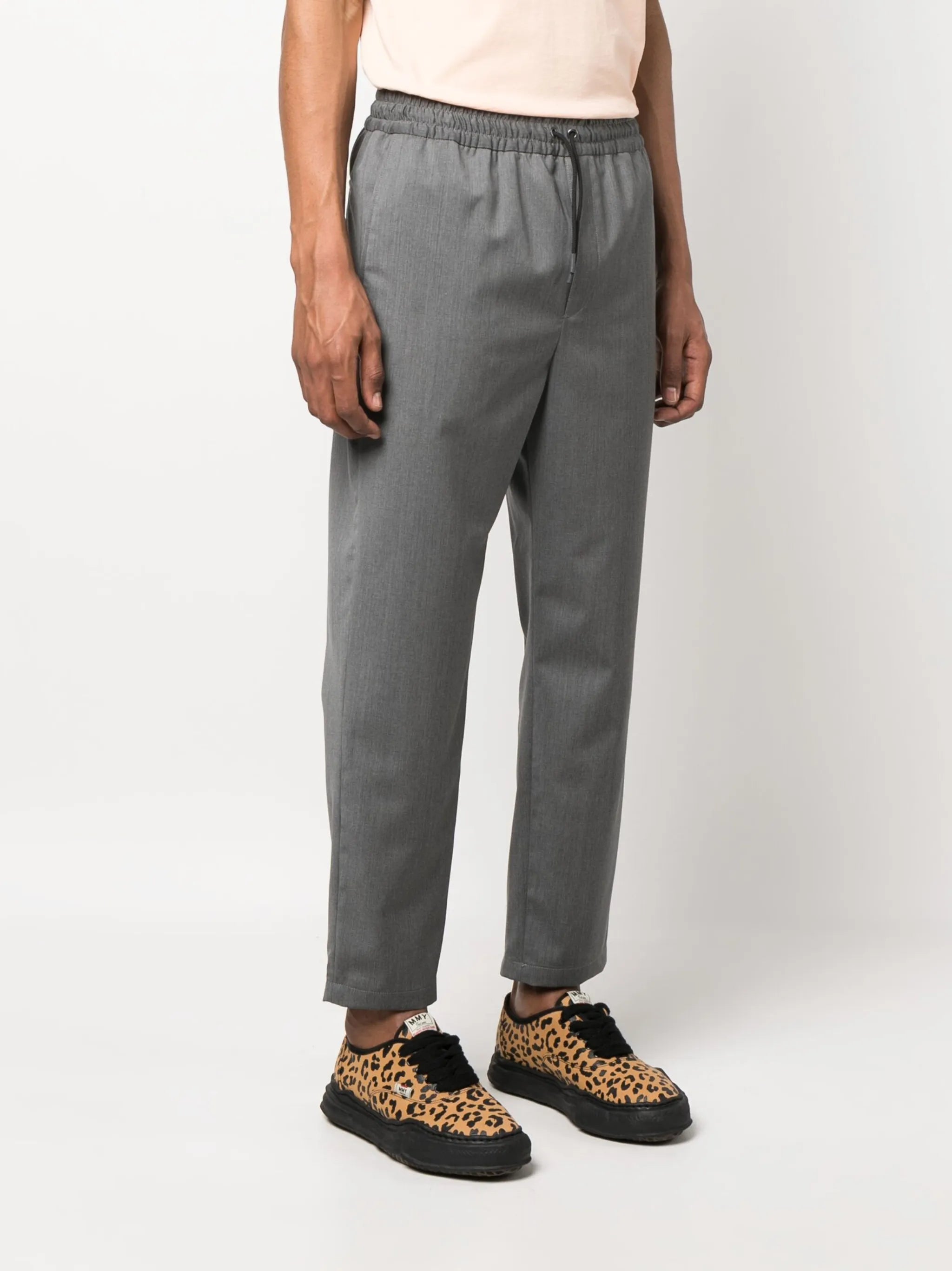 mélange-effect drawstring trousers