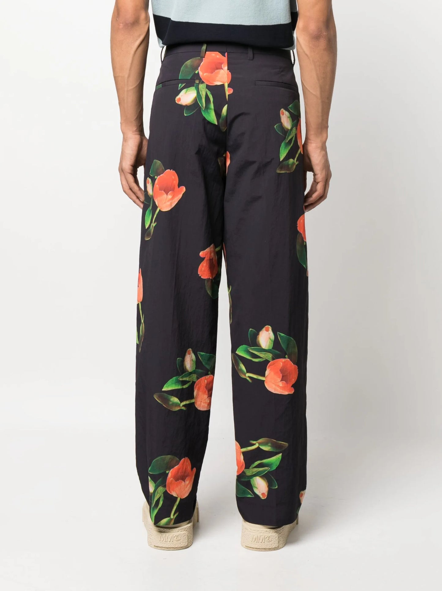 tulip-print wide-leg trousers