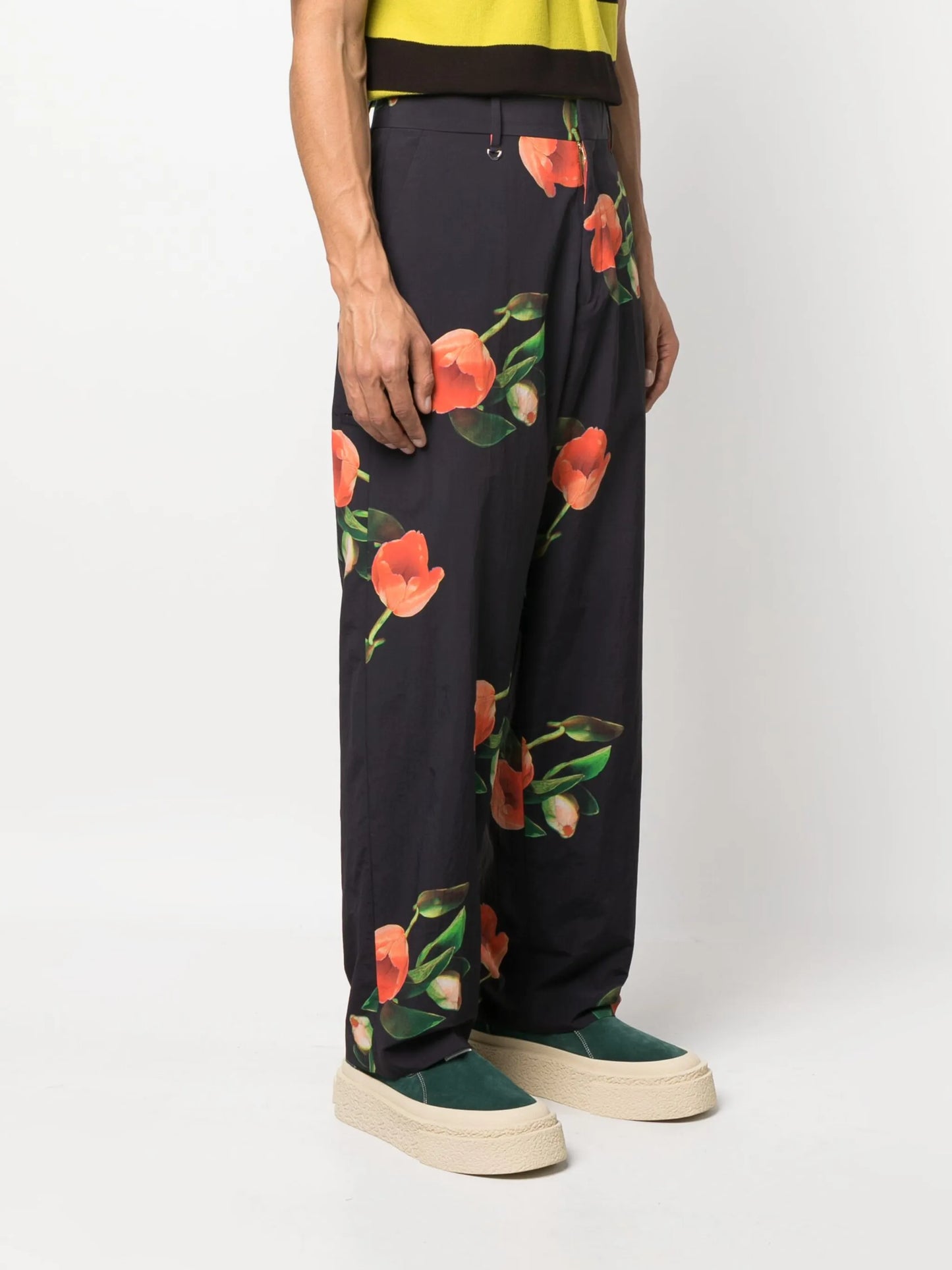 tulip-print wide-leg trousers