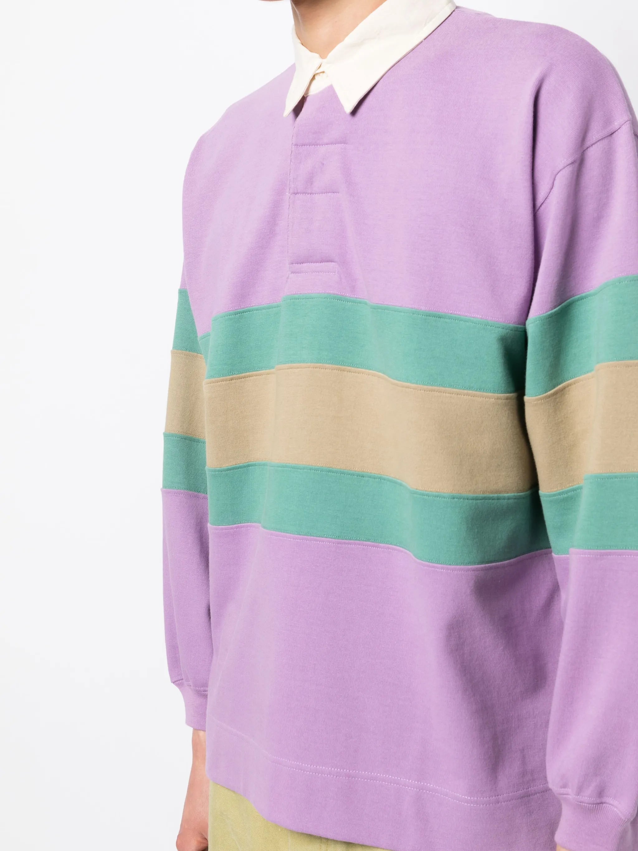 stripes-print long-sleeved polo shirt