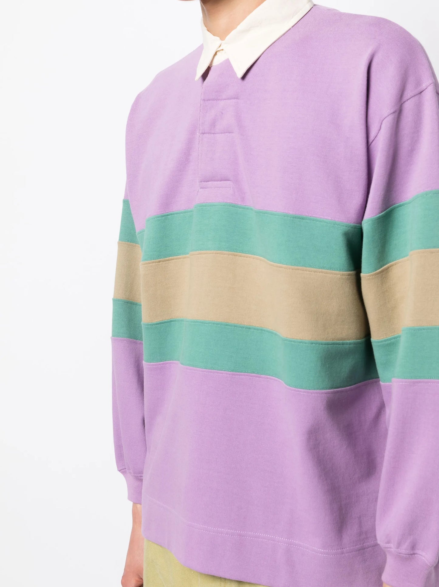 stripes-print long-sleeved polo shirt