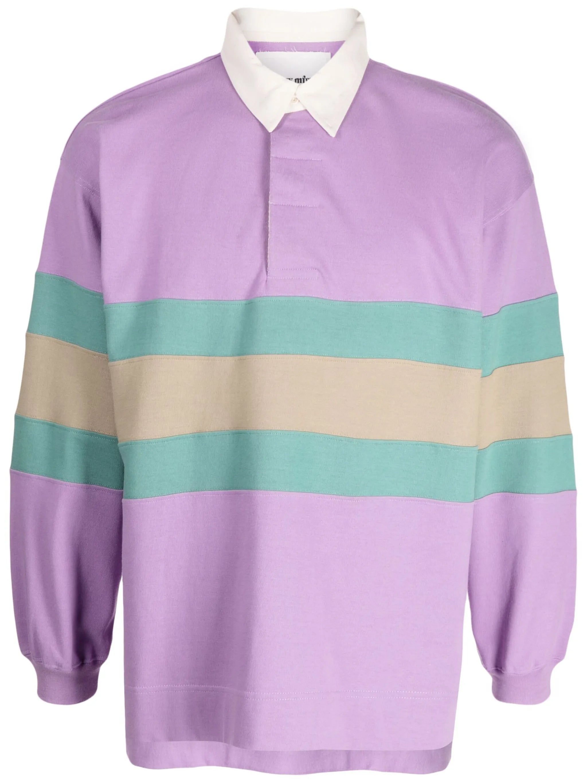 stripes-print long-sleeved polo shirt
