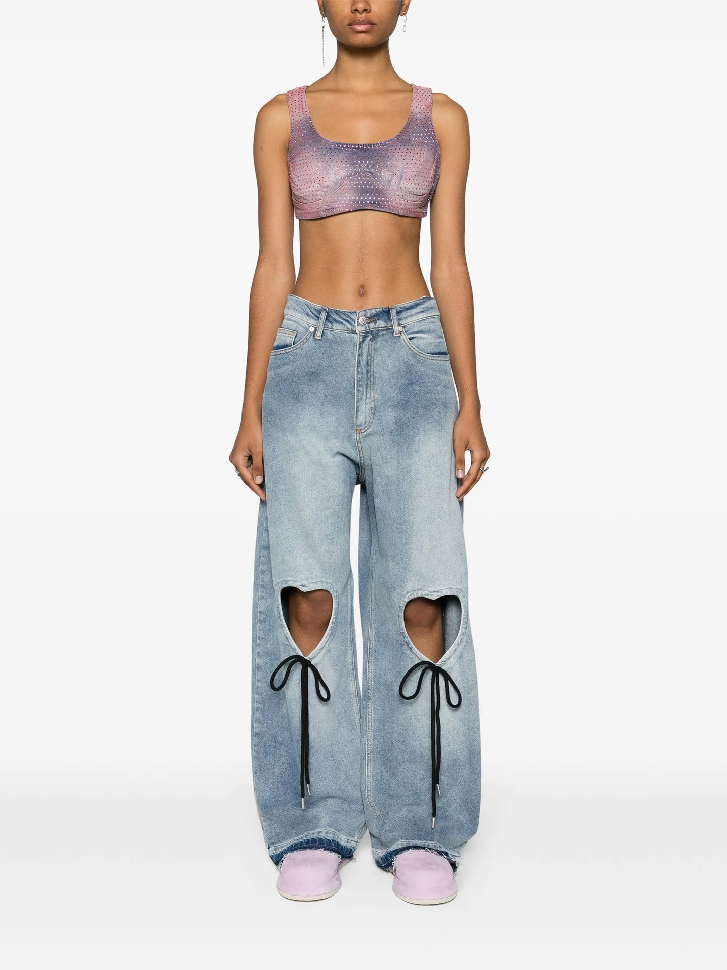 heart cut-out jeans