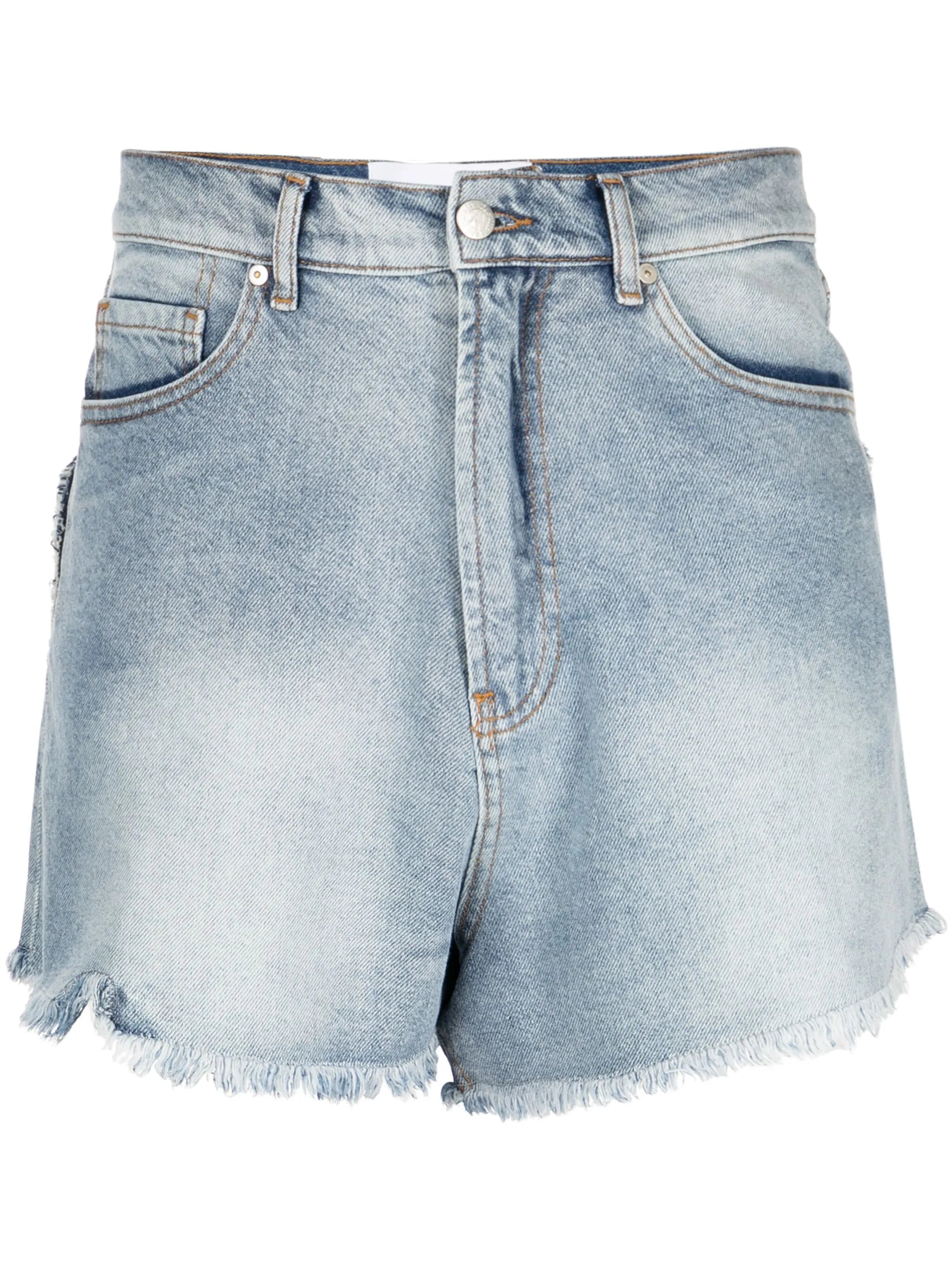 heart-appliqué denim shorts