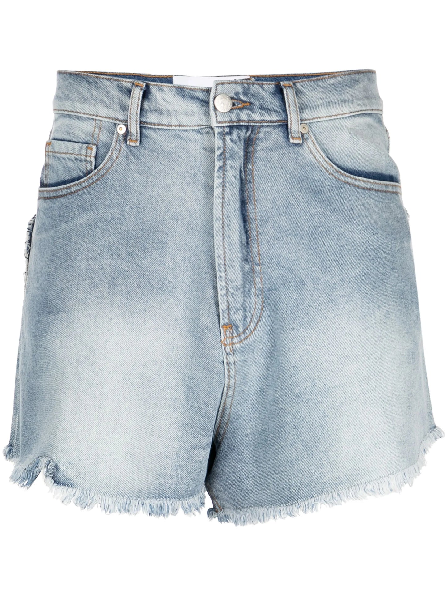 heart-appliqué denim shorts