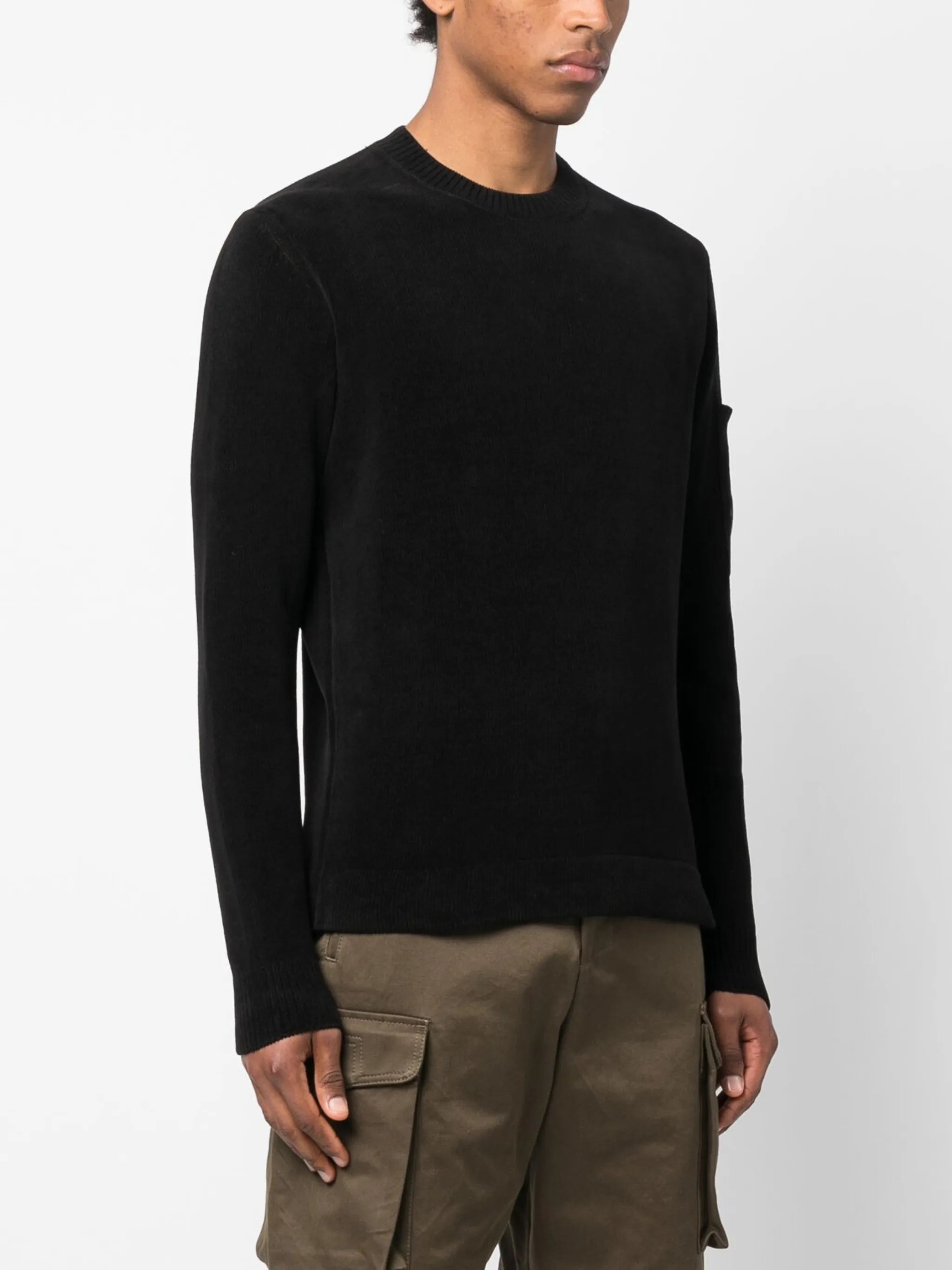 lens-detailed cotton jumper