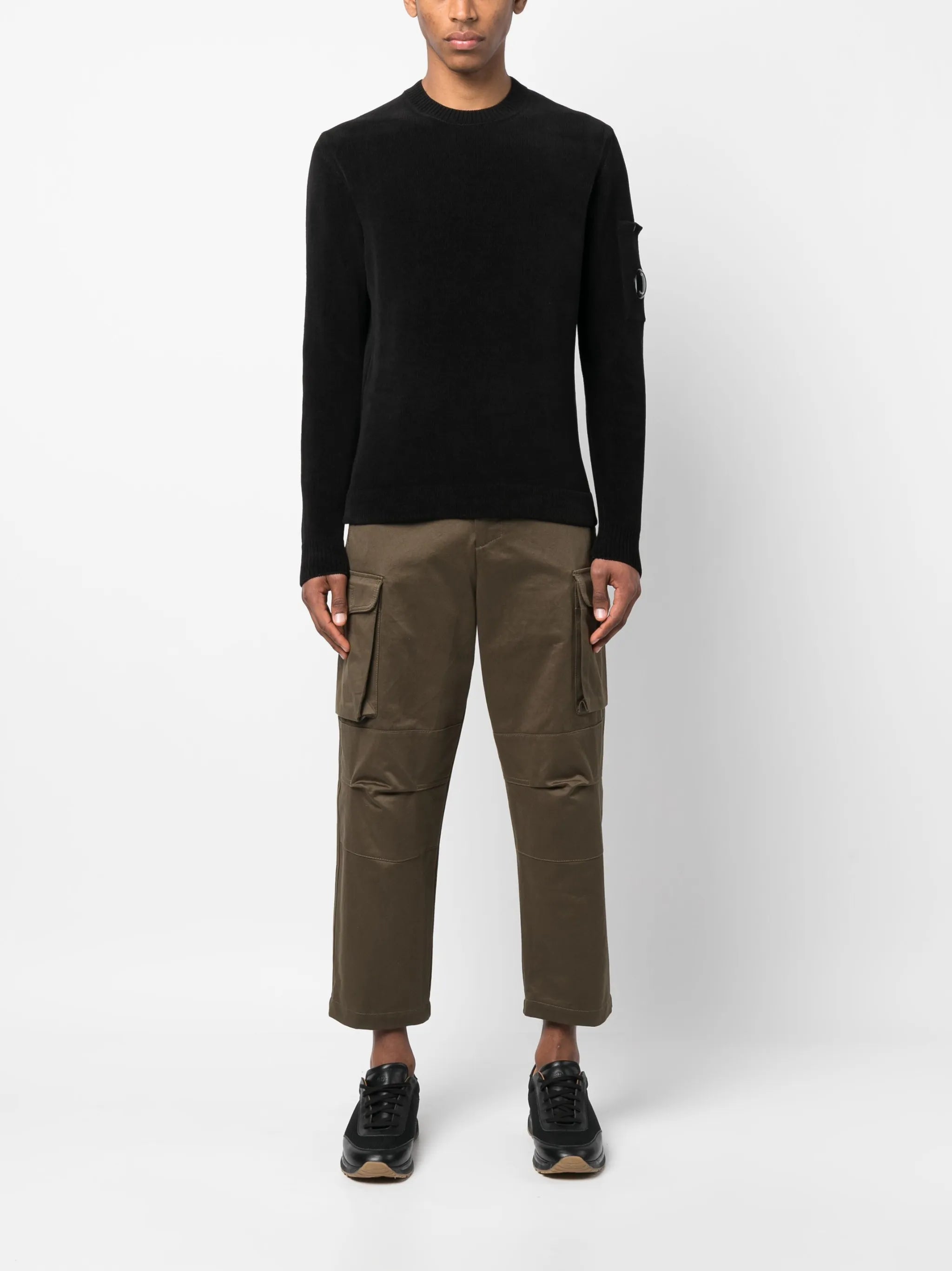 lens-detailed cotton jumper