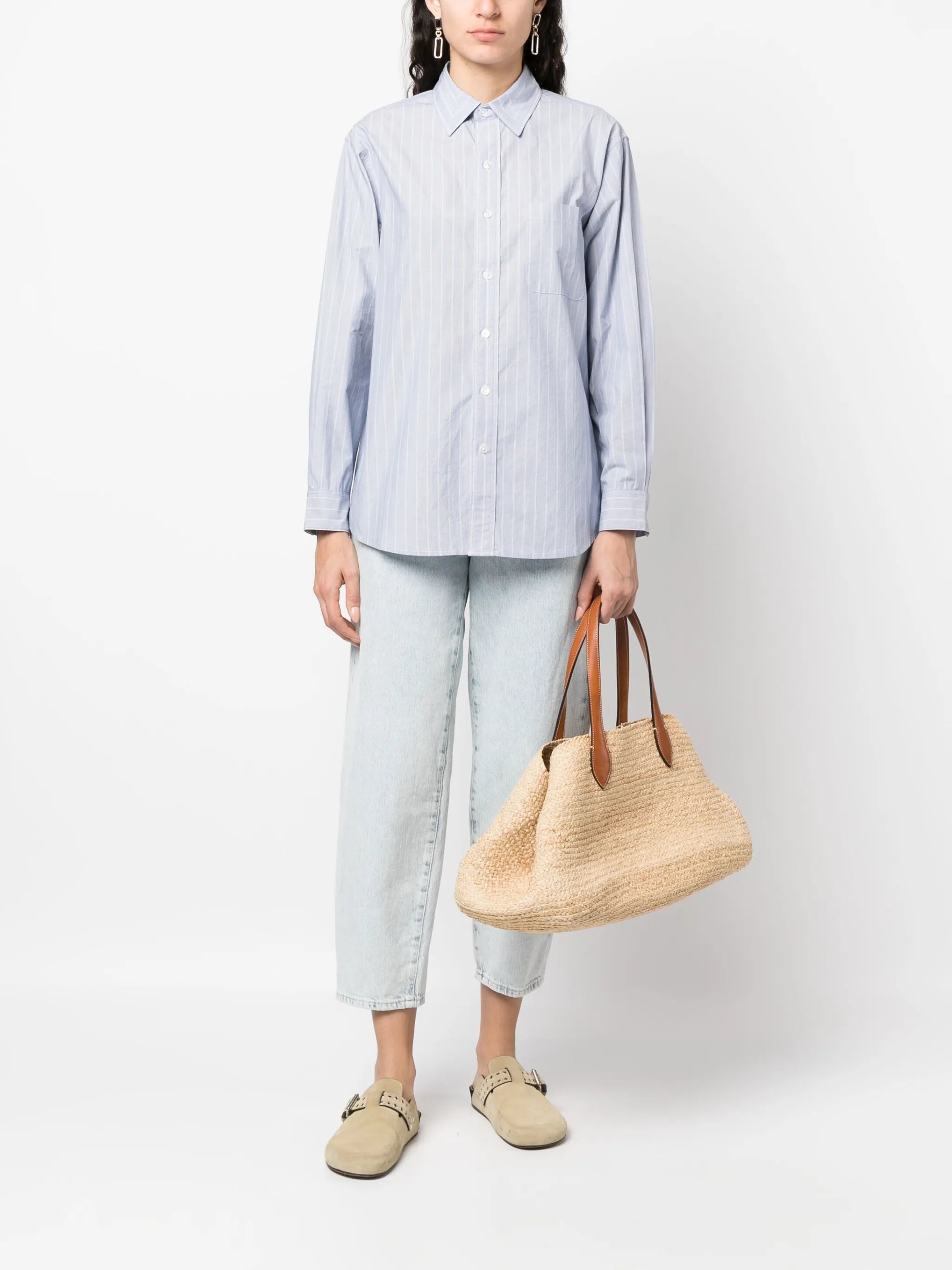 stripe-print long-sleeved shirt